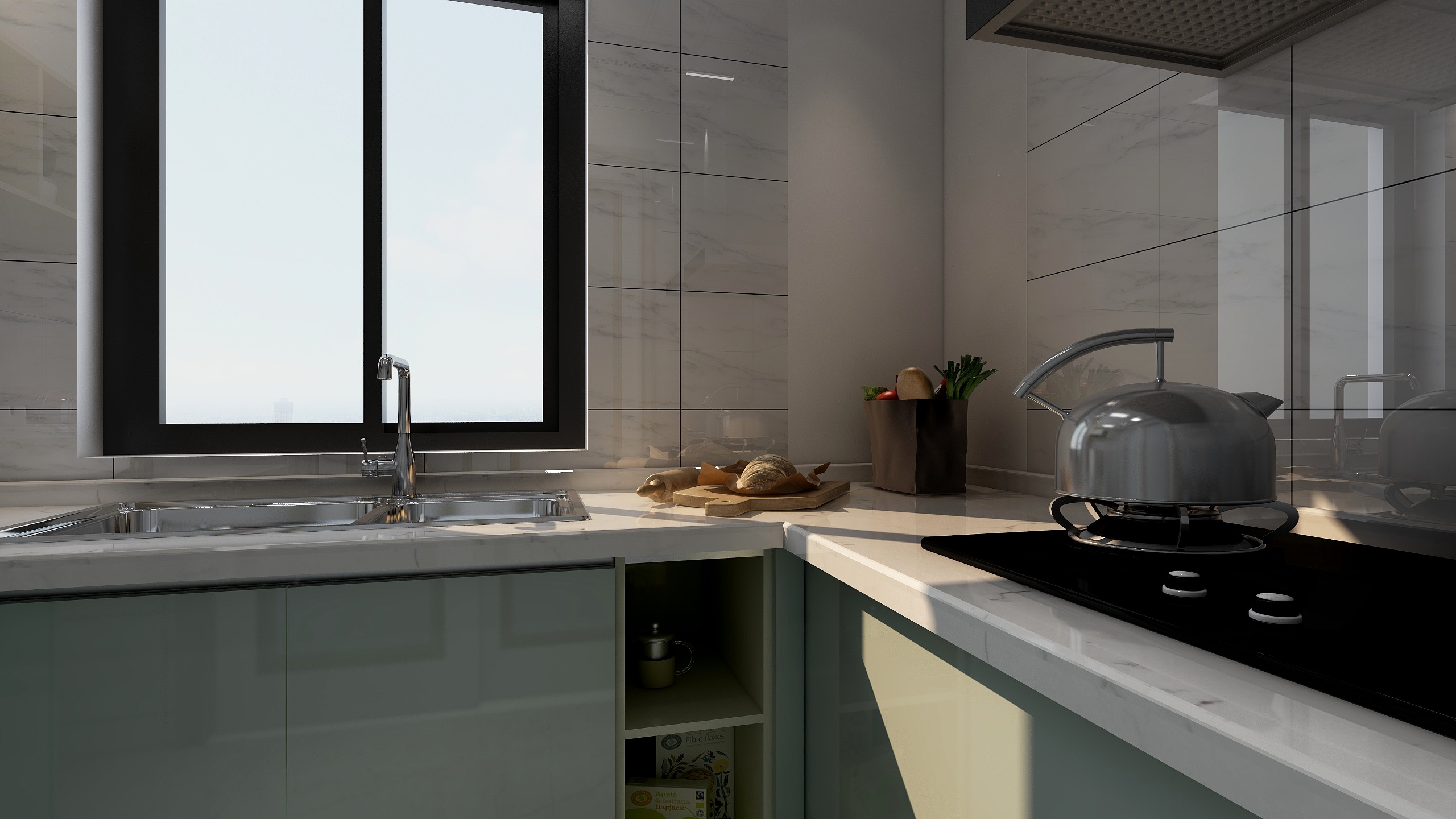 吉林长春侯崇利-89㎡美式两居一层厨房装修效果图第1张