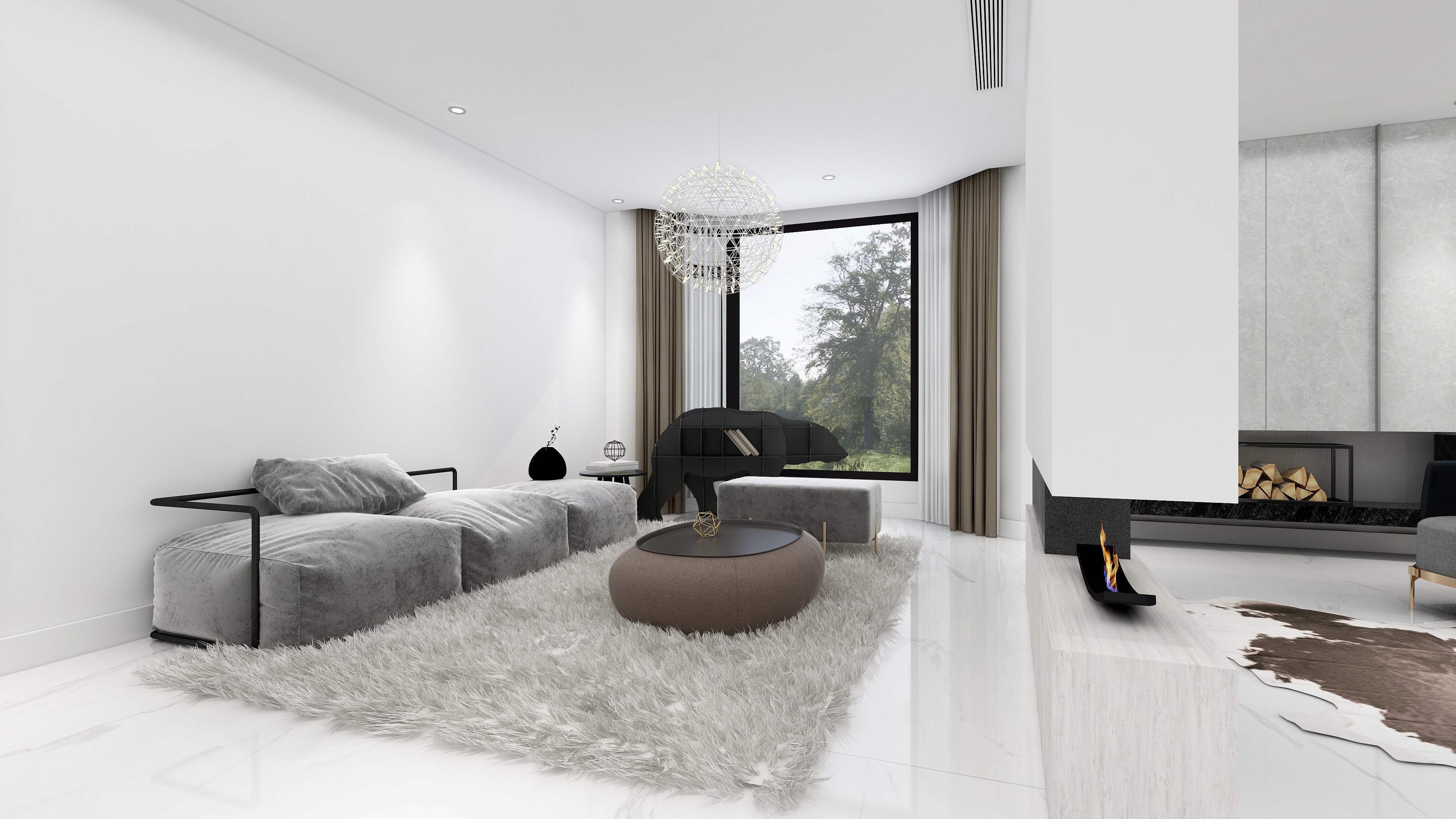 酷家乐优秀设计频道-148㎡现代极简别墅四居二层起居室装修效果图第1张