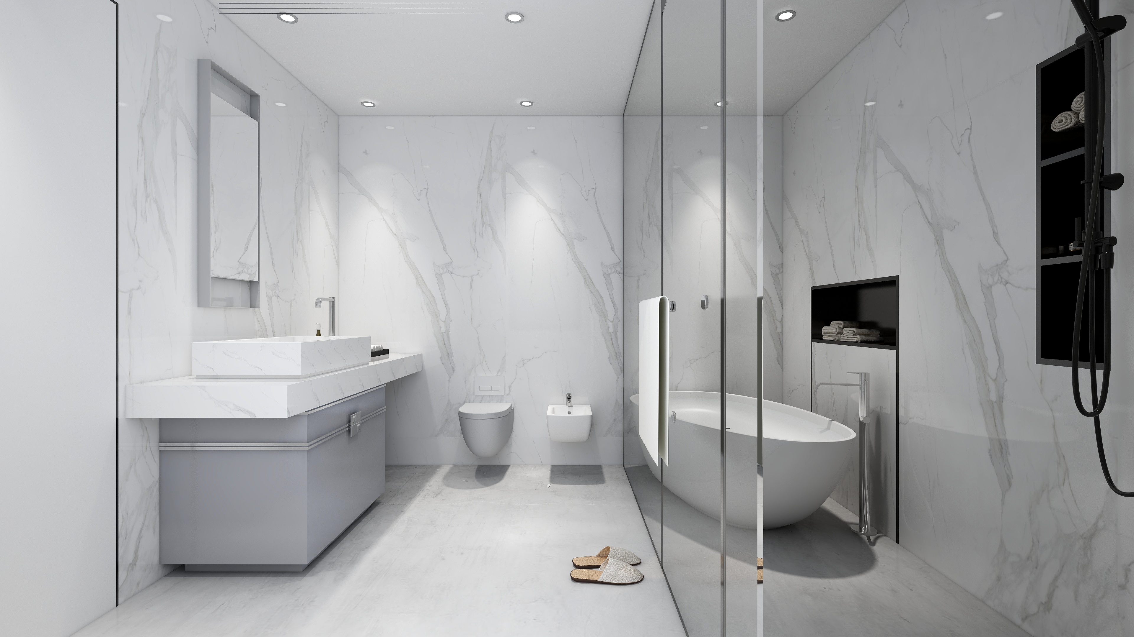 酷家乐优秀设计频道-148㎡现代极简别墅四居二层卫生间装修效果图第2张