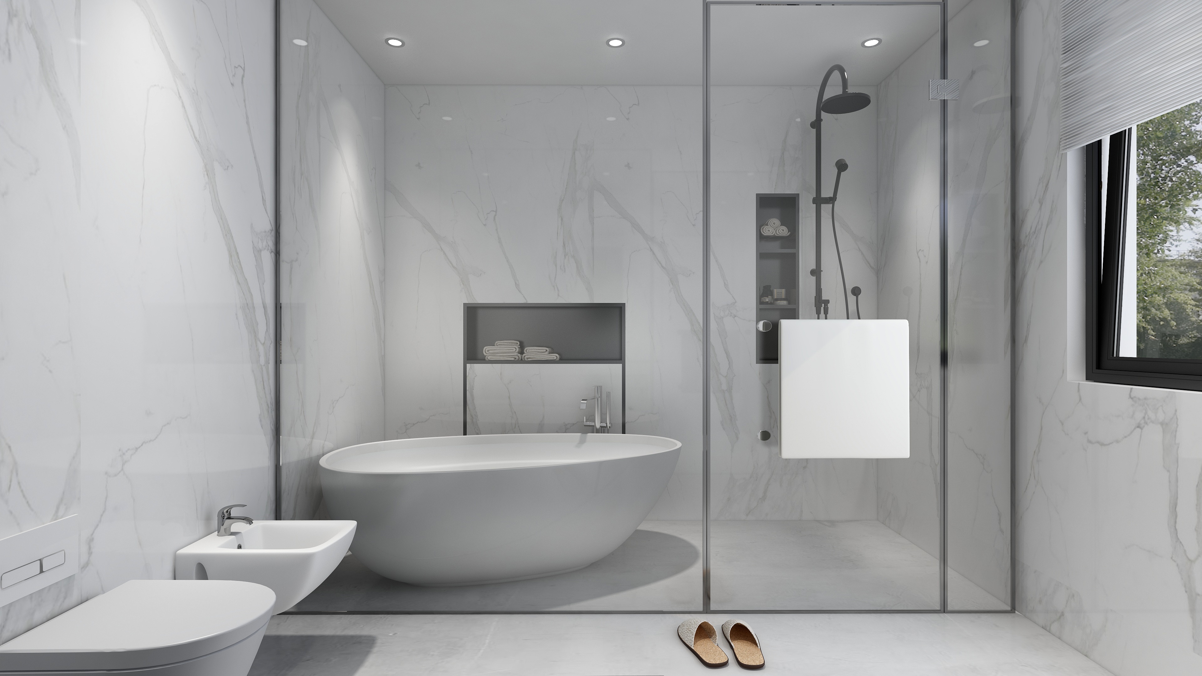 酷家乐优秀设计频道-148㎡现代极简别墅四居二层卫生间装修效果图第1张