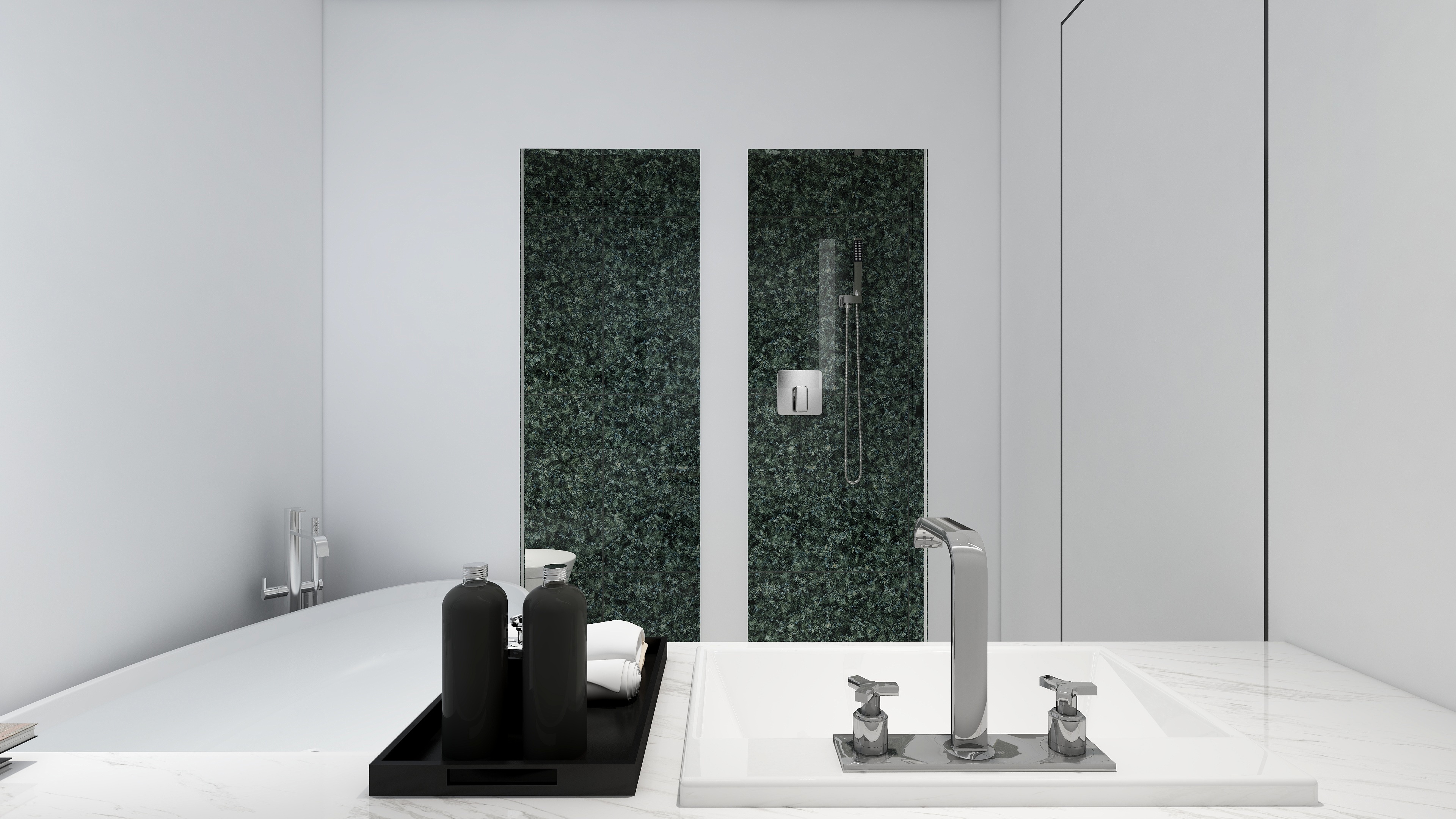 酷家乐优秀设计频道-148㎡现代极简别墅四居二层卫生间装修效果图第1张