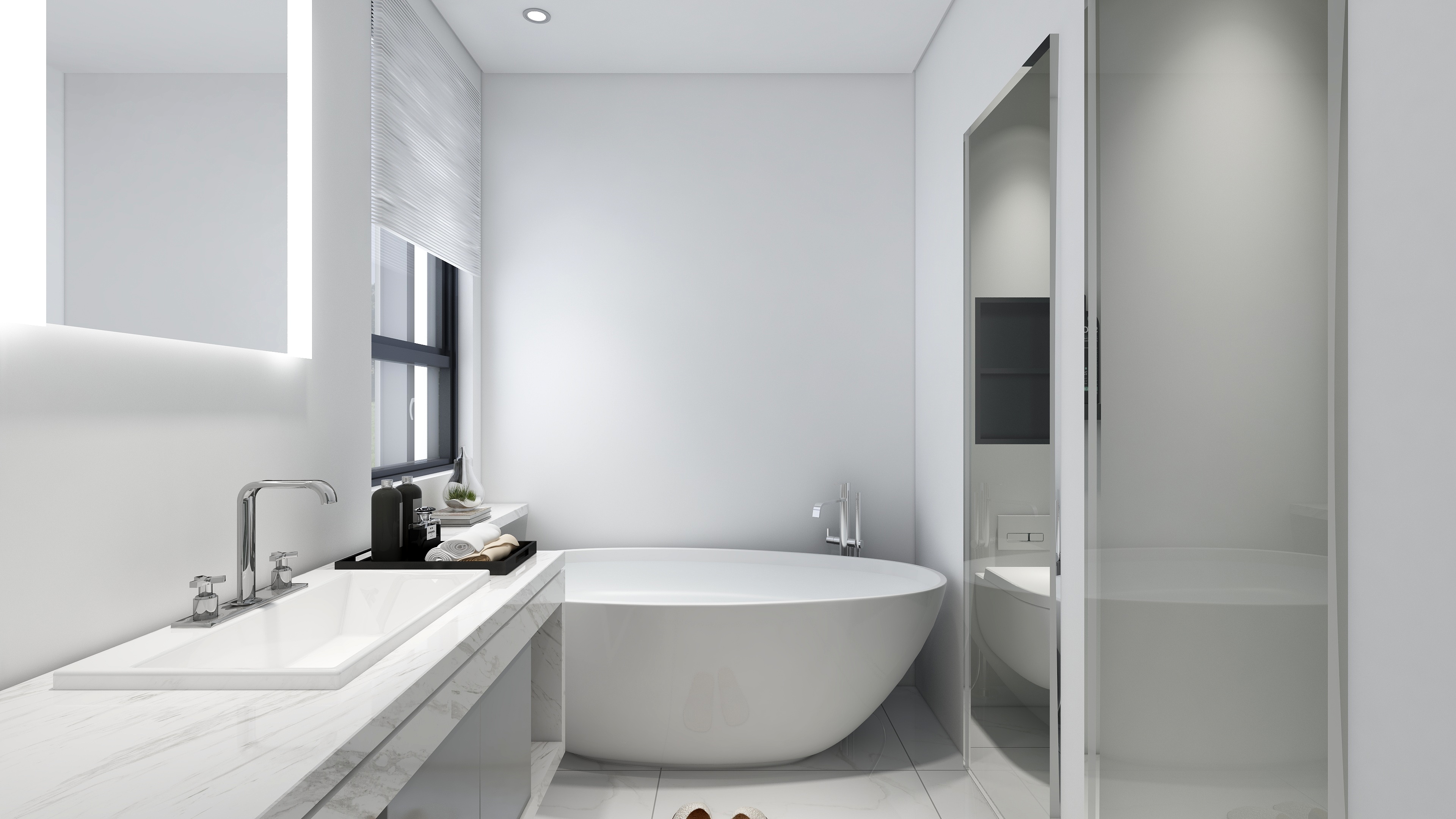 酷家乐优秀设计频道-148㎡现代极简别墅四居二层卫生间装修效果图第2张