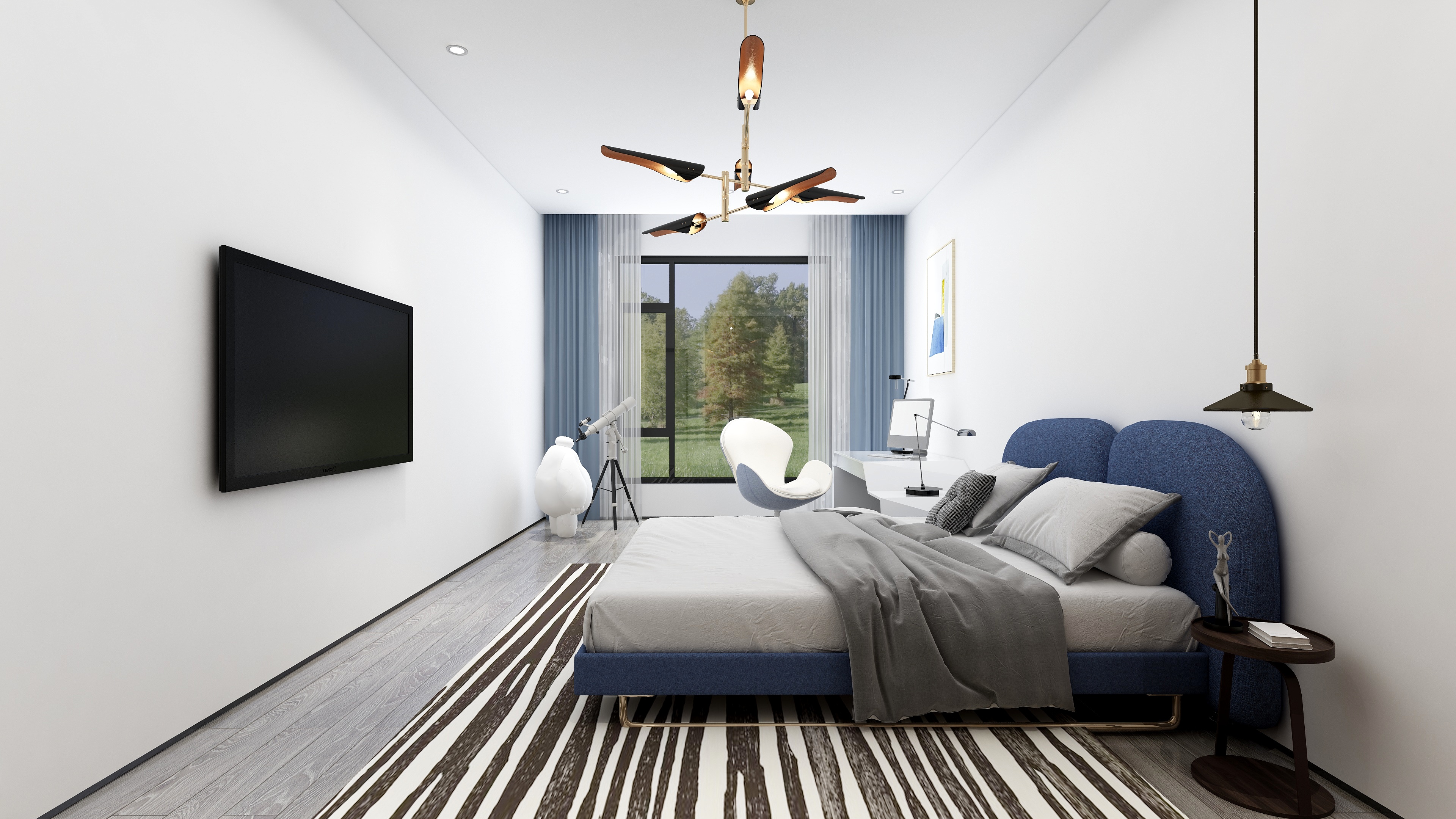 酷家乐优秀设计频道-148㎡现代极简别墅四居二层儿子房装修效果图第3张