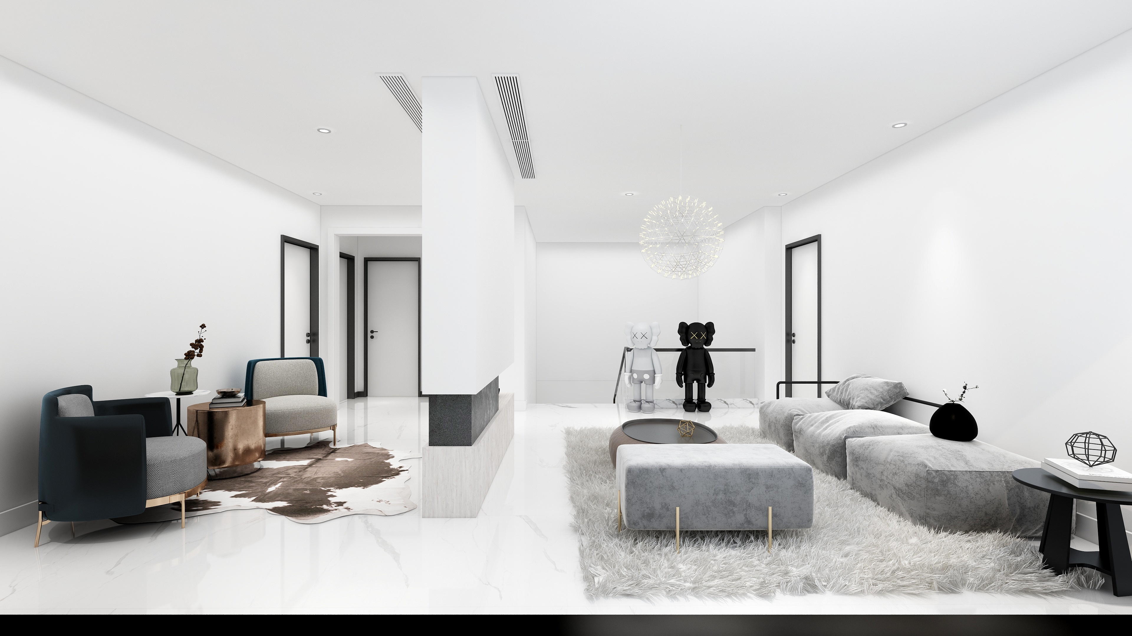 酷家乐优秀设计频道-148㎡现代极简别墅四居二层起居室装修效果图第4张