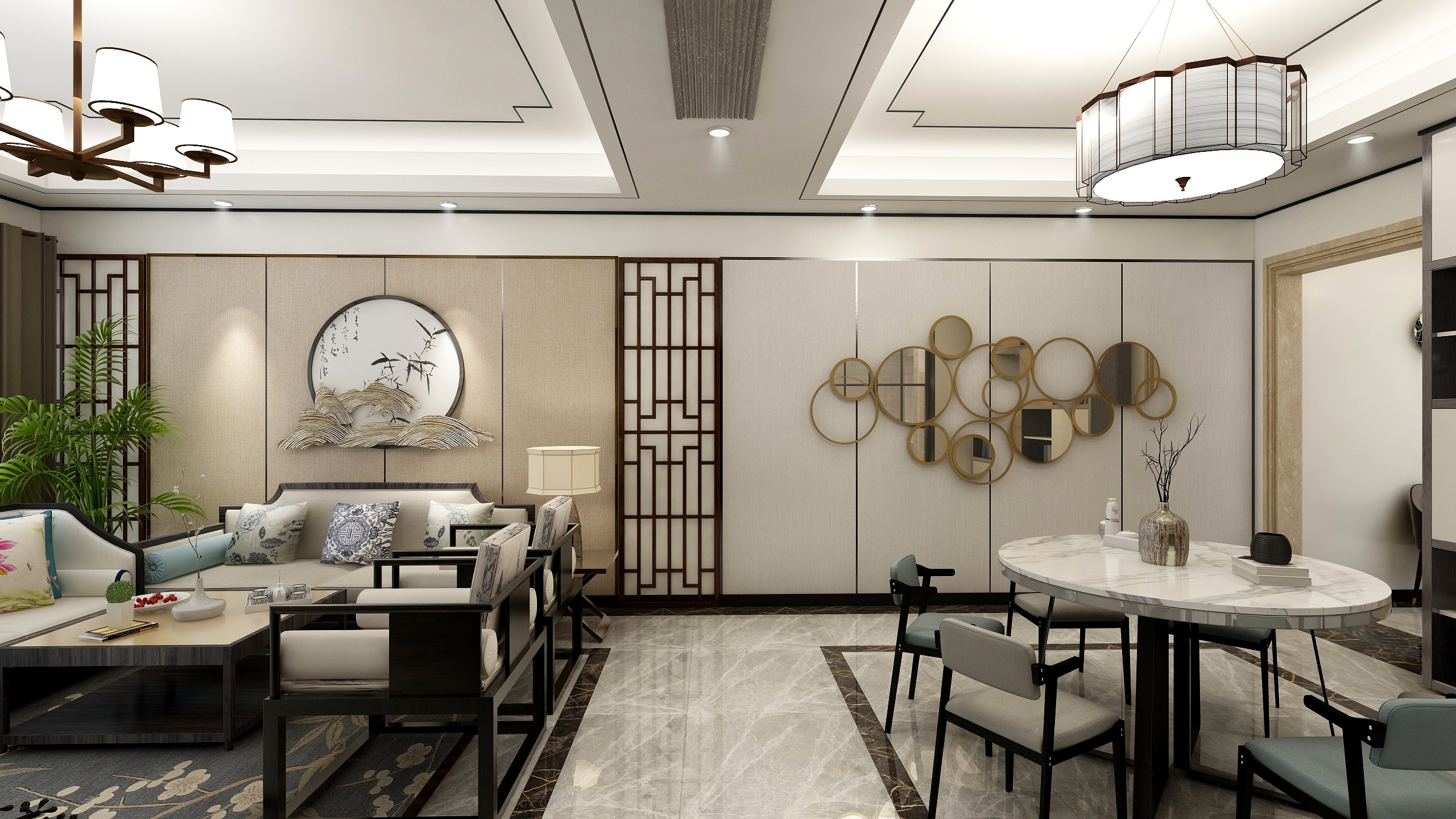 undefined-159㎡新中式三居装修效果图