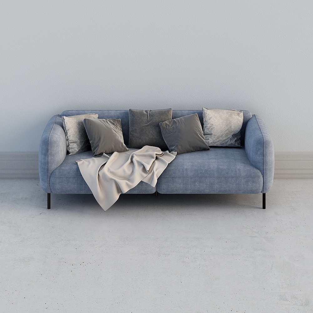 现代蓝色双人沙发13D模型