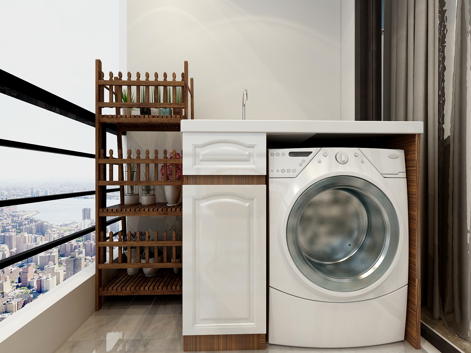 陈楚雄-111方现代两居一层阳台装修效果图第1张