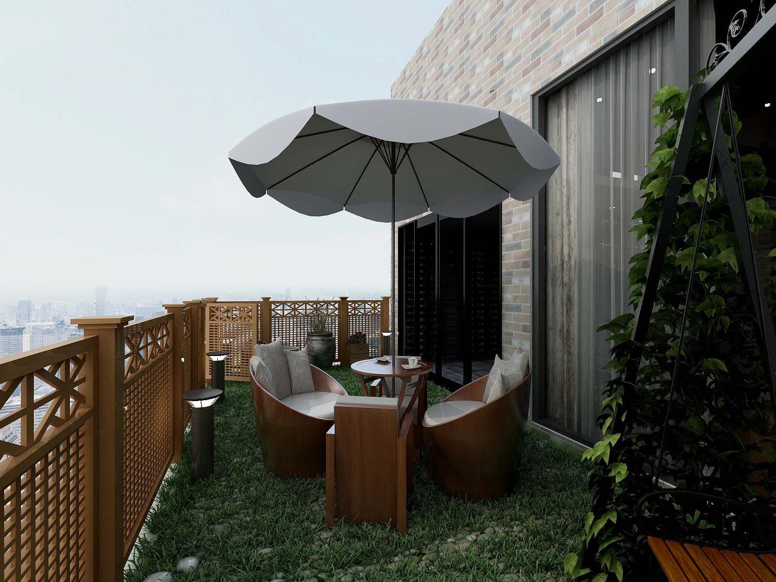 隋龙-109方酒吧一层露台（无顶）装修效果图第1张