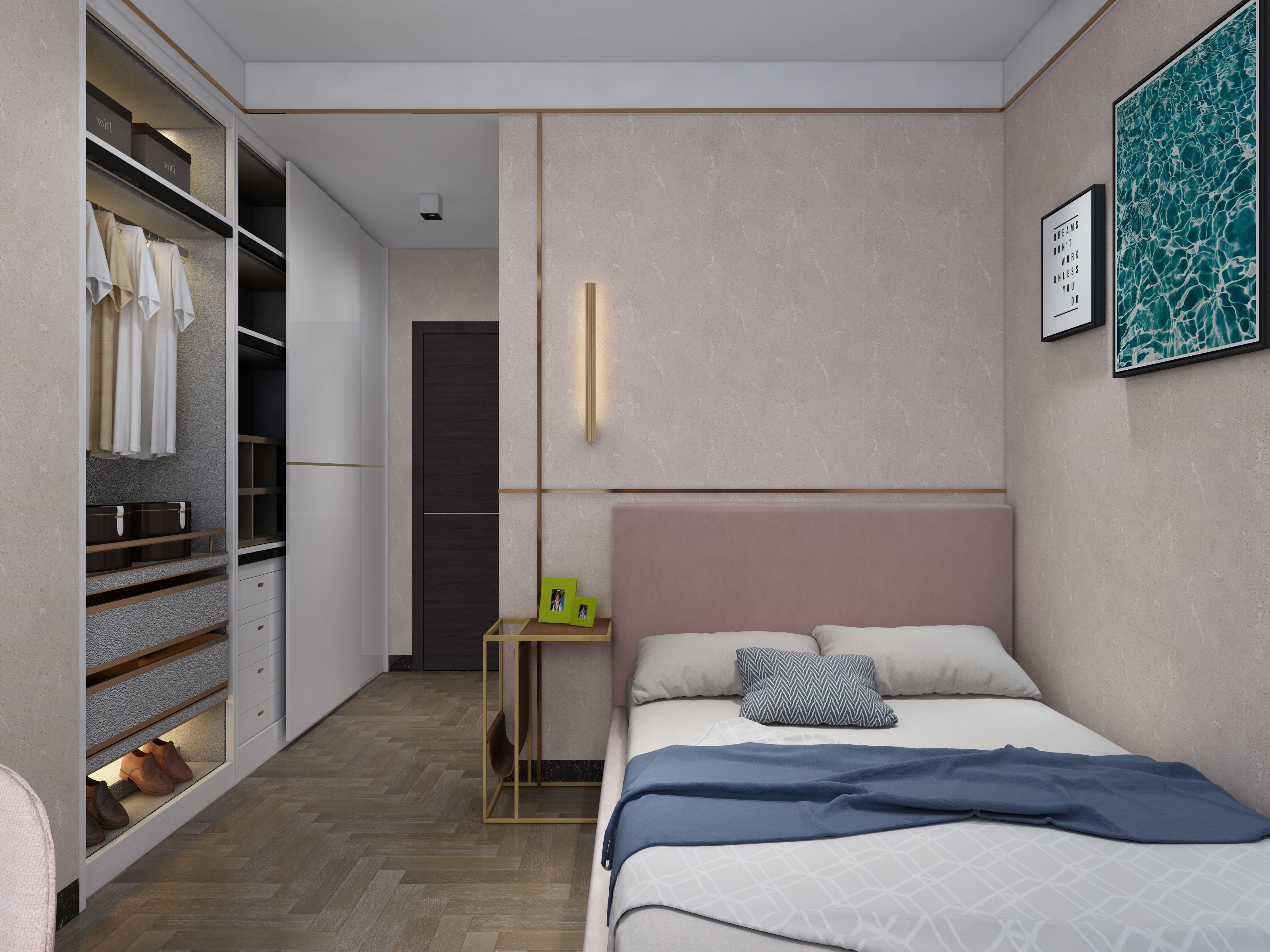 张福梅-现代轻奢风||水木春城一层女孩房装修效果图第1张