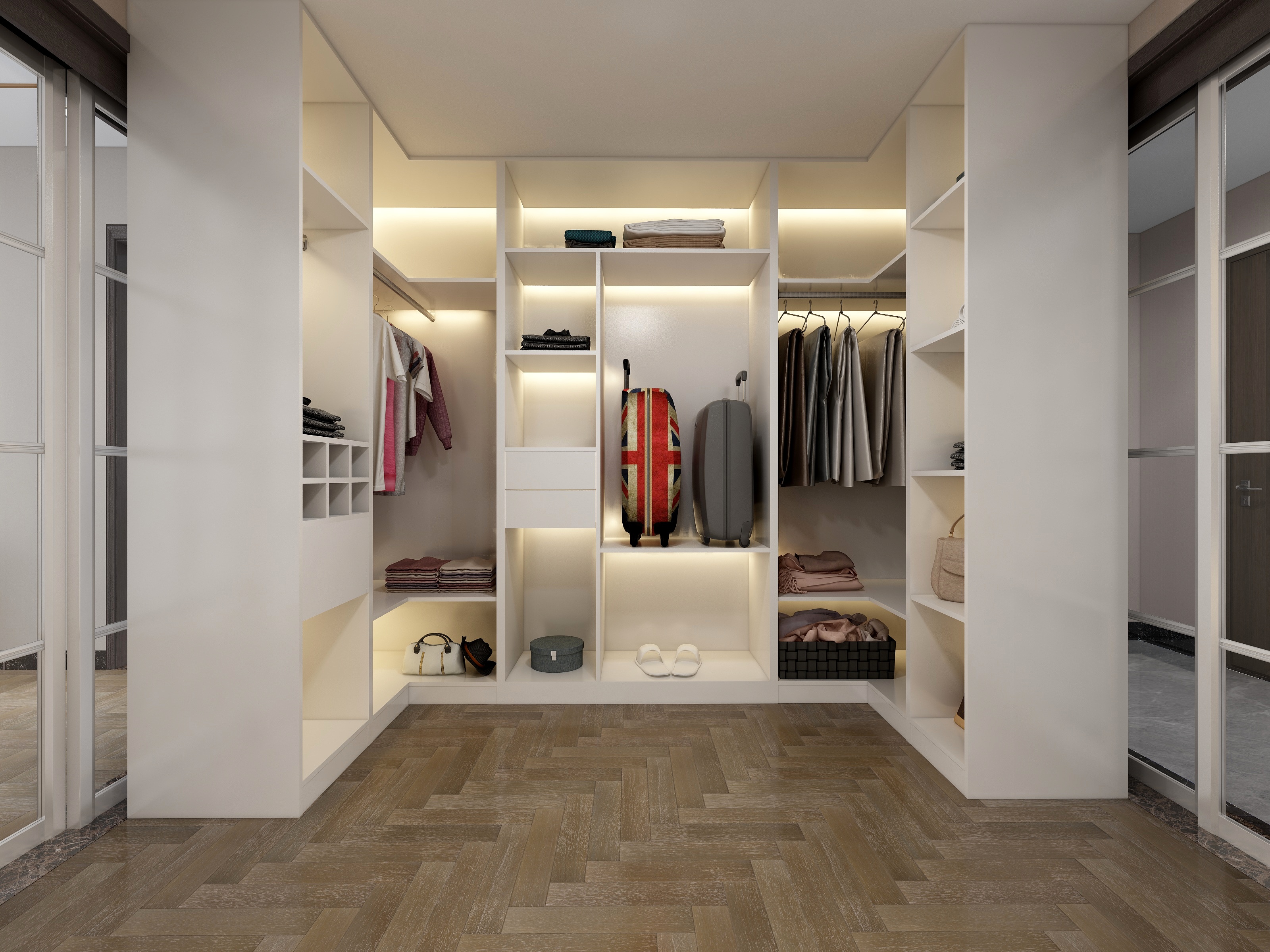 张福梅-现代轻奢风||水木春城一层步入式衣帽间装修效果图第1张