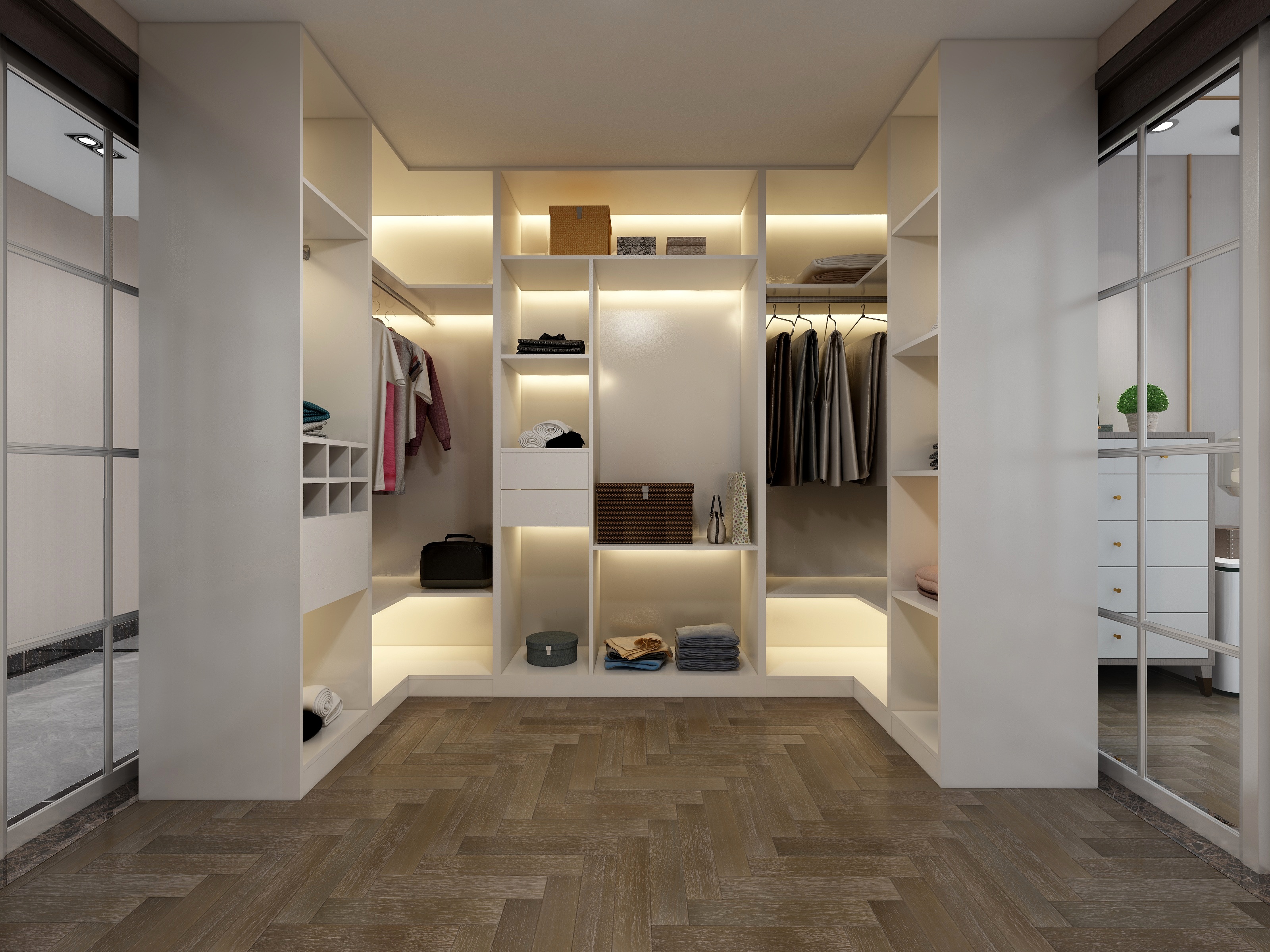 张福梅-现代轻奢风||水木春城一层步入式衣帽间装修效果图第2张
