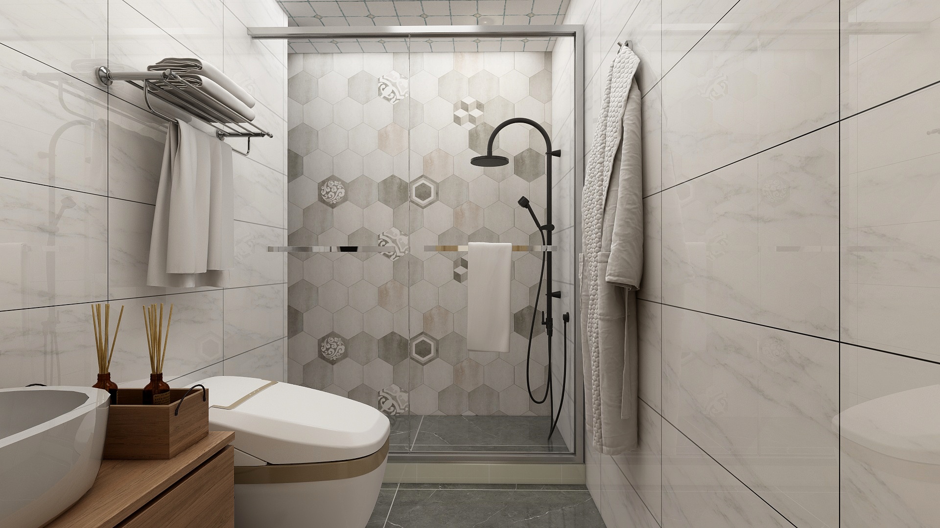 陈楚雄-111方现代两居一层卫生间装修效果图第1张