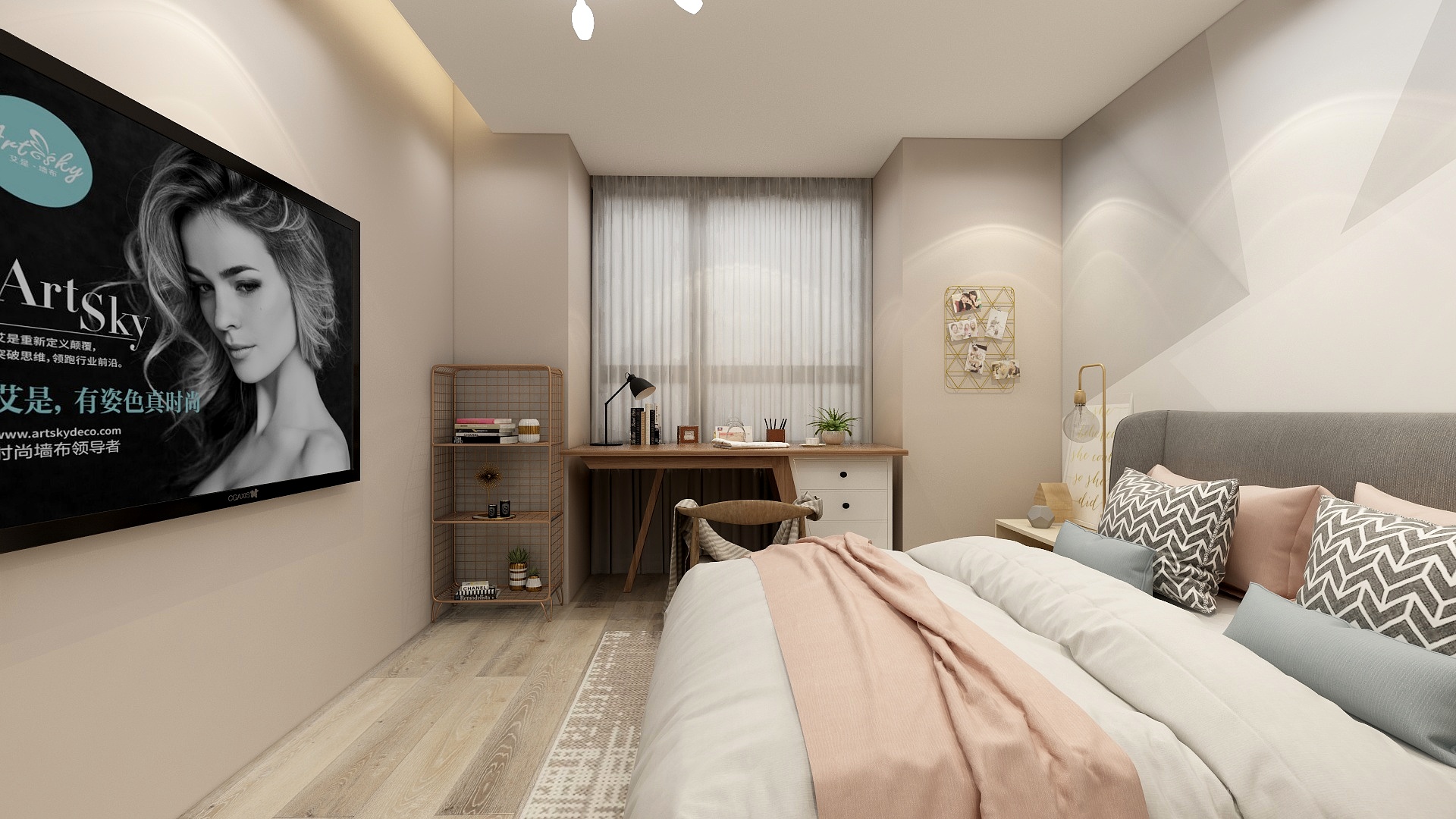 陈楚雄-111方现代两居一层主卧装修效果图第1张