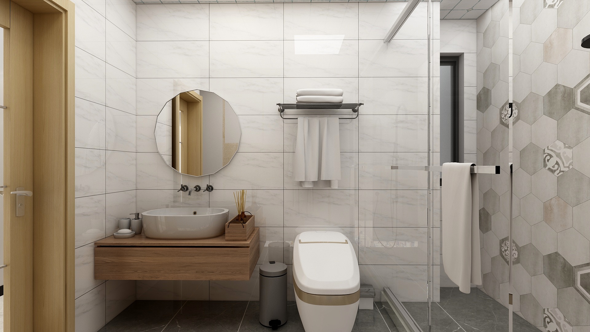 陈楚雄-111方现代两居一层卫生间装修效果图第2张