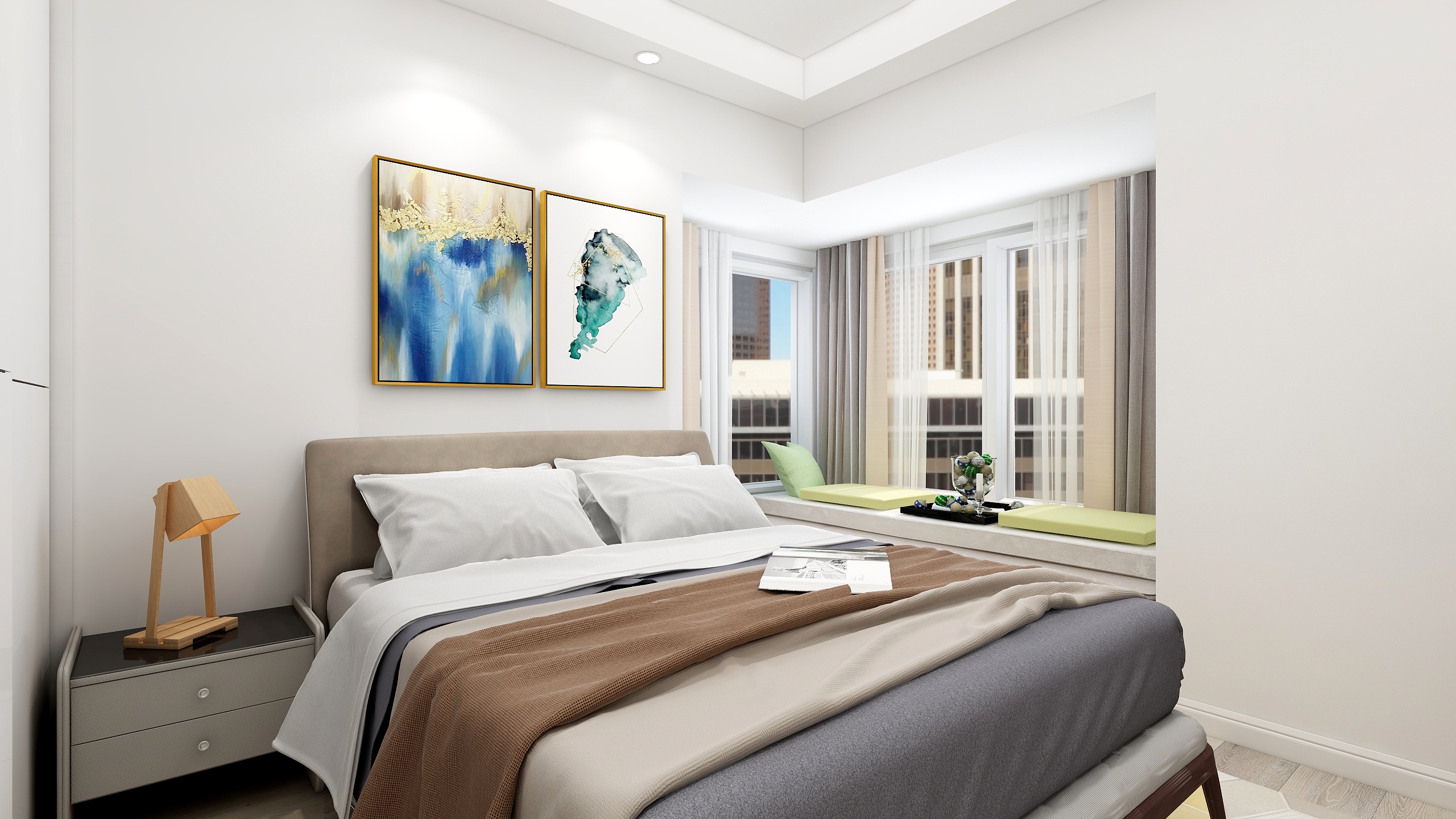 郑宇阳-北欧风格|柔时光一层主卧装修效果图第1张