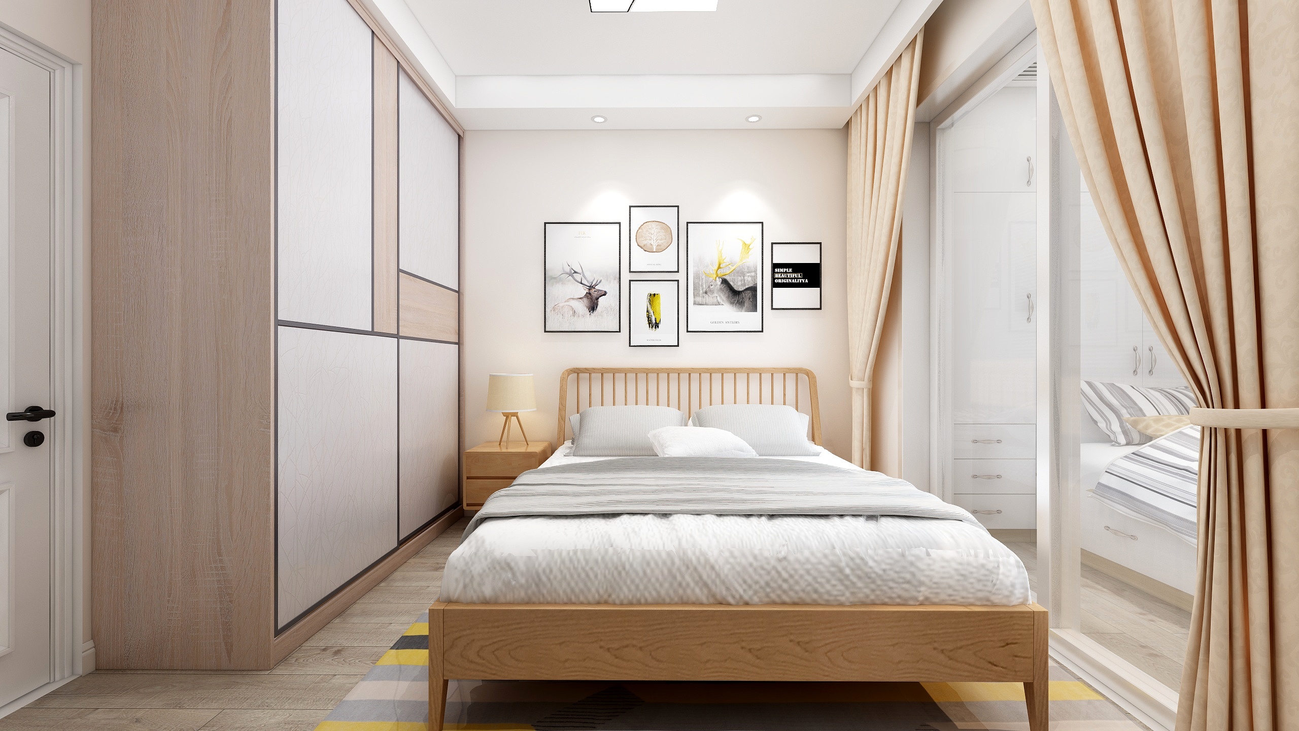 郑宇阳-北欧风格|柔时光一层次卧装修效果图第3张