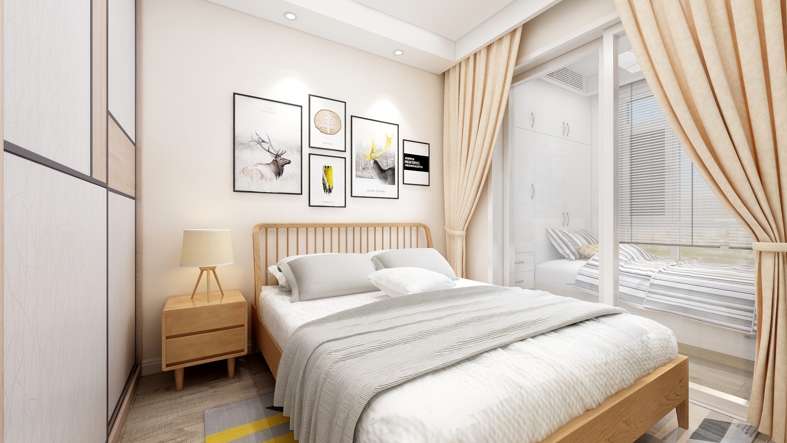 郑宇阳-北欧风格|柔时光一层次卧装修效果图第2张