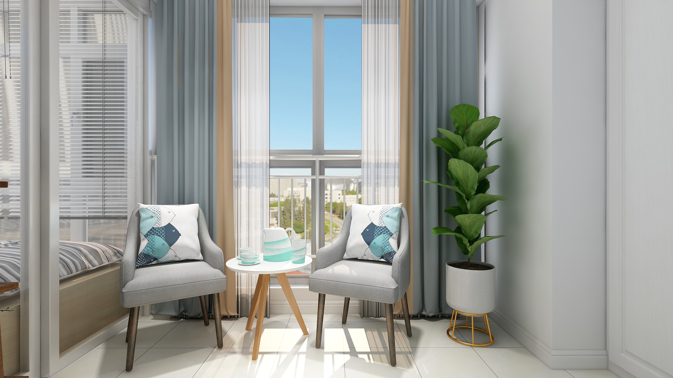 郑宇阳-北欧风格|柔时光一层阳台装修效果图第1张