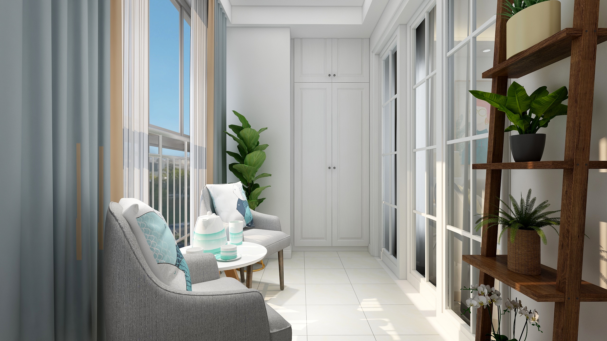 郑宇阳-北欧风格|柔时光一层阳台装修效果图第2张