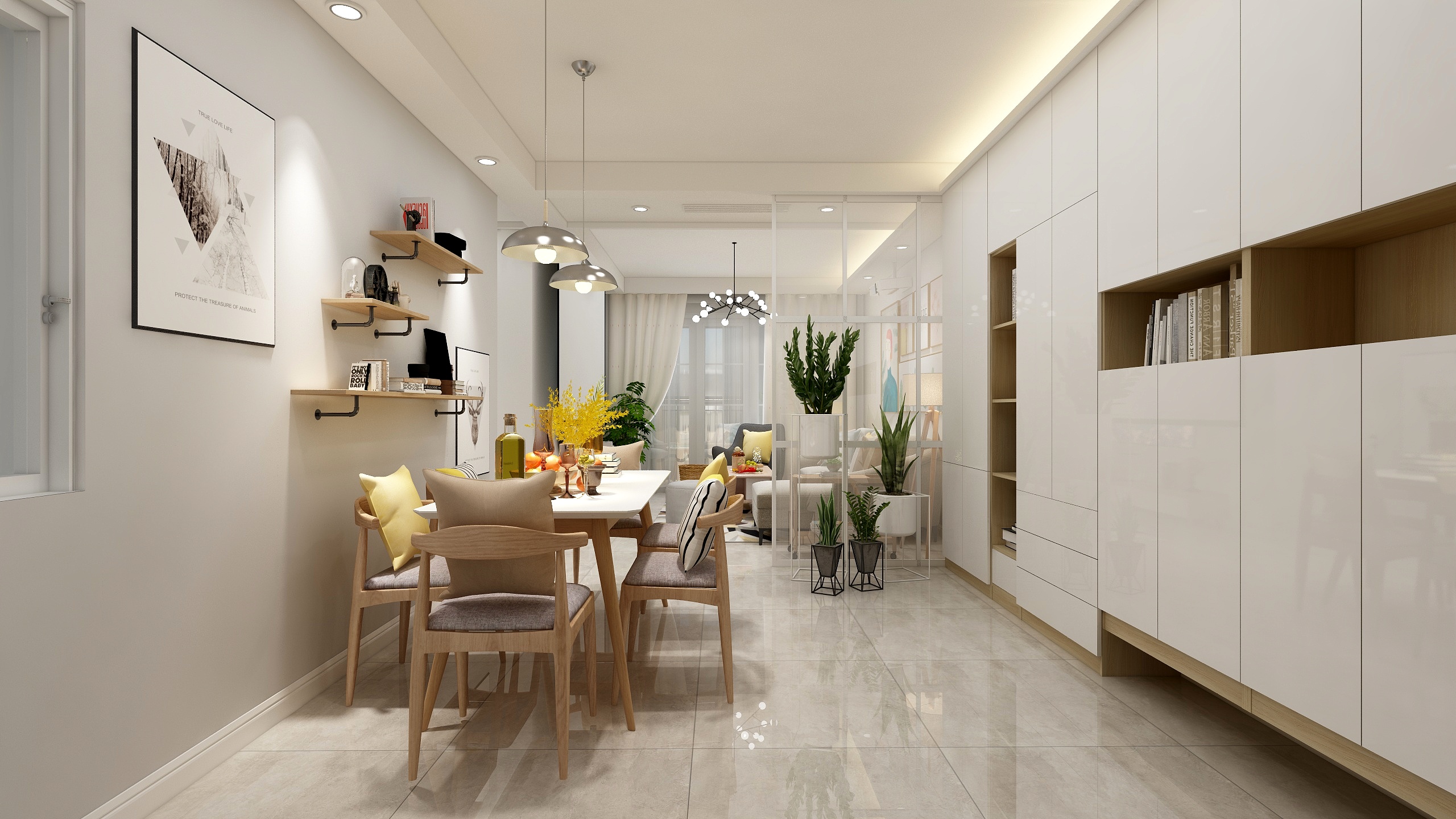 郑宇阳-北欧风格|柔时光一层客餐厅装修效果图第2张