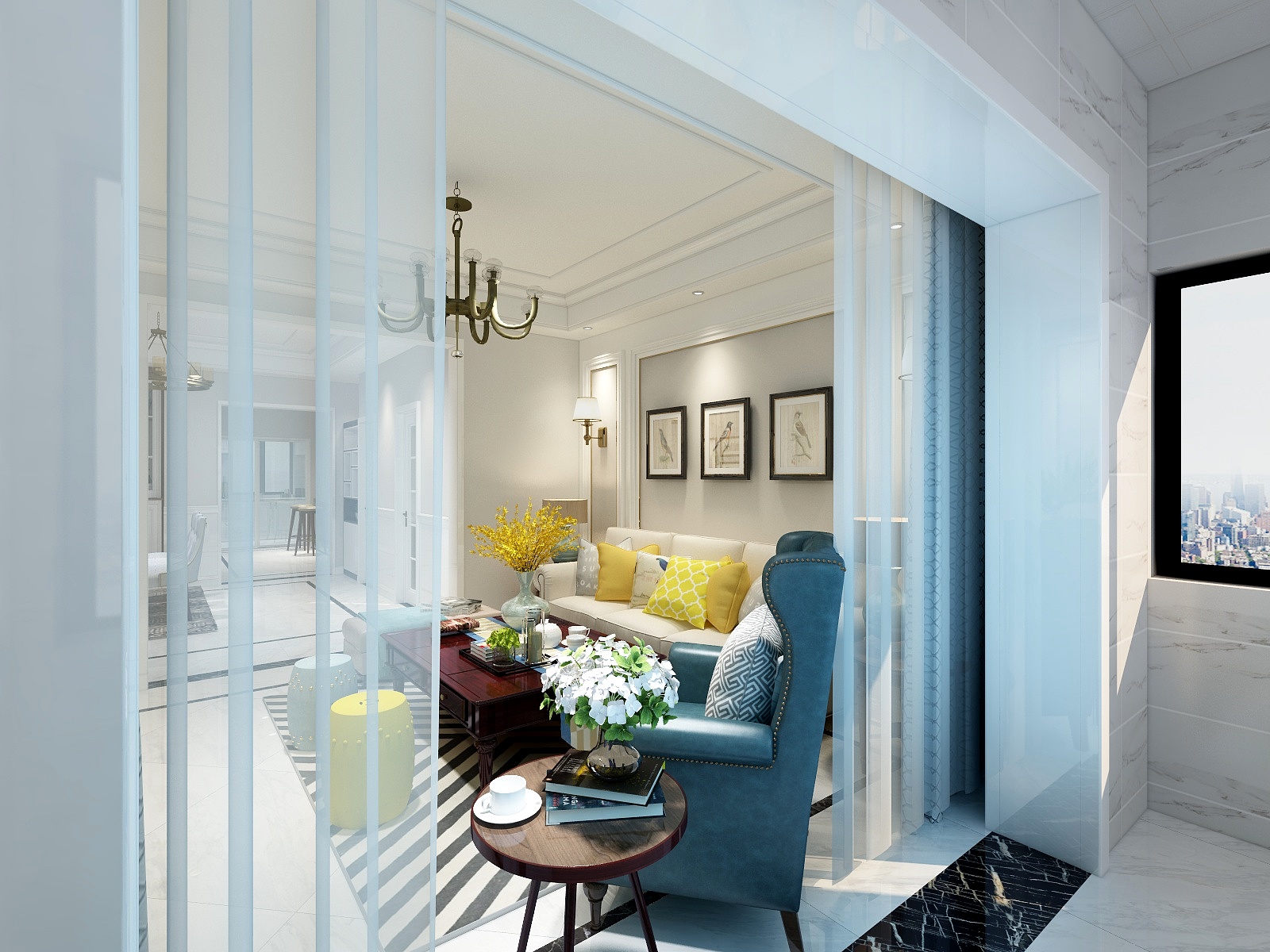 李青越-134㎡简美三居一层阳台装修效果图第3张