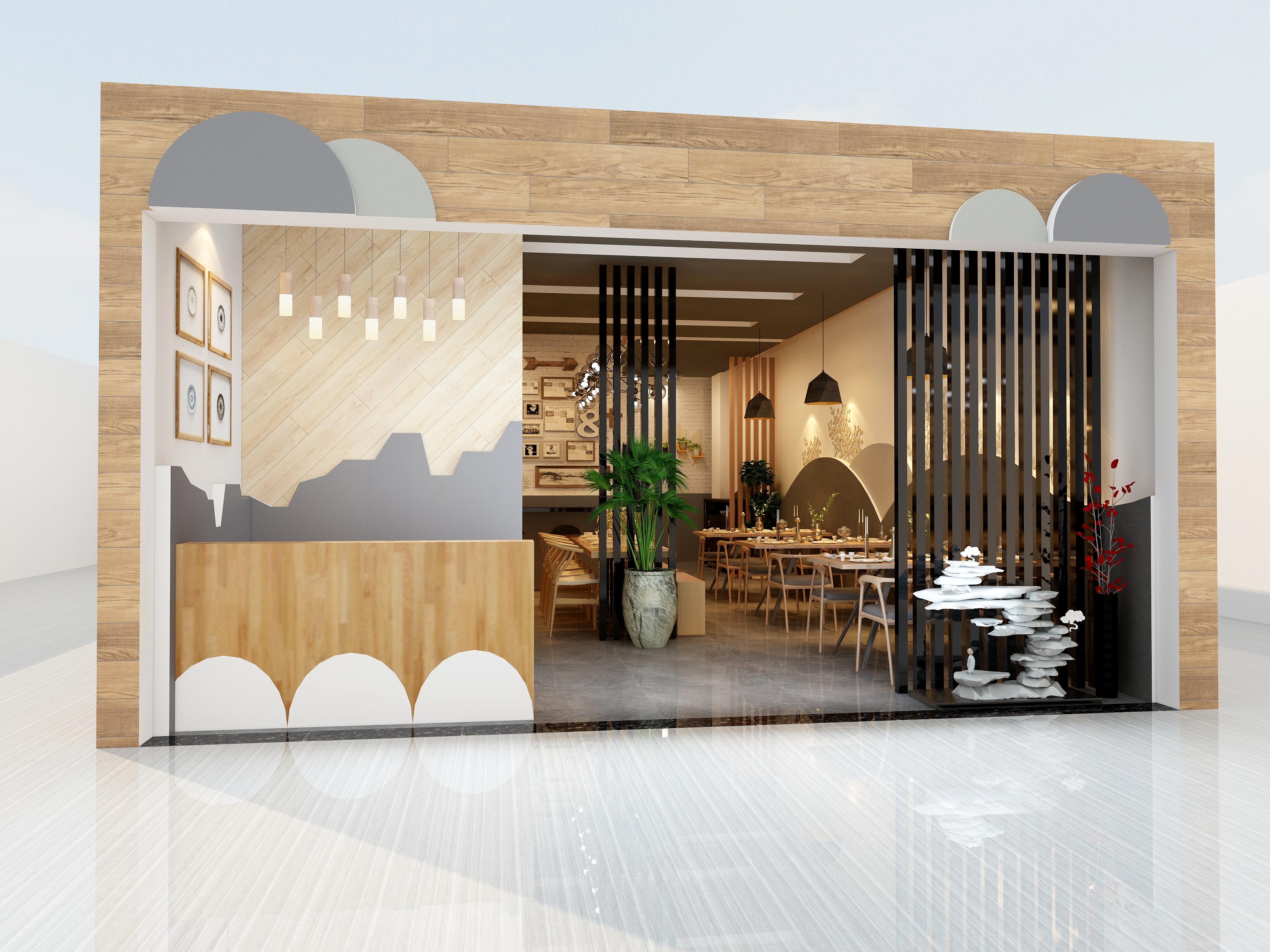 啊盛设计-20190410木棉湾韩食料理店——灰色木纹-装修设计方案