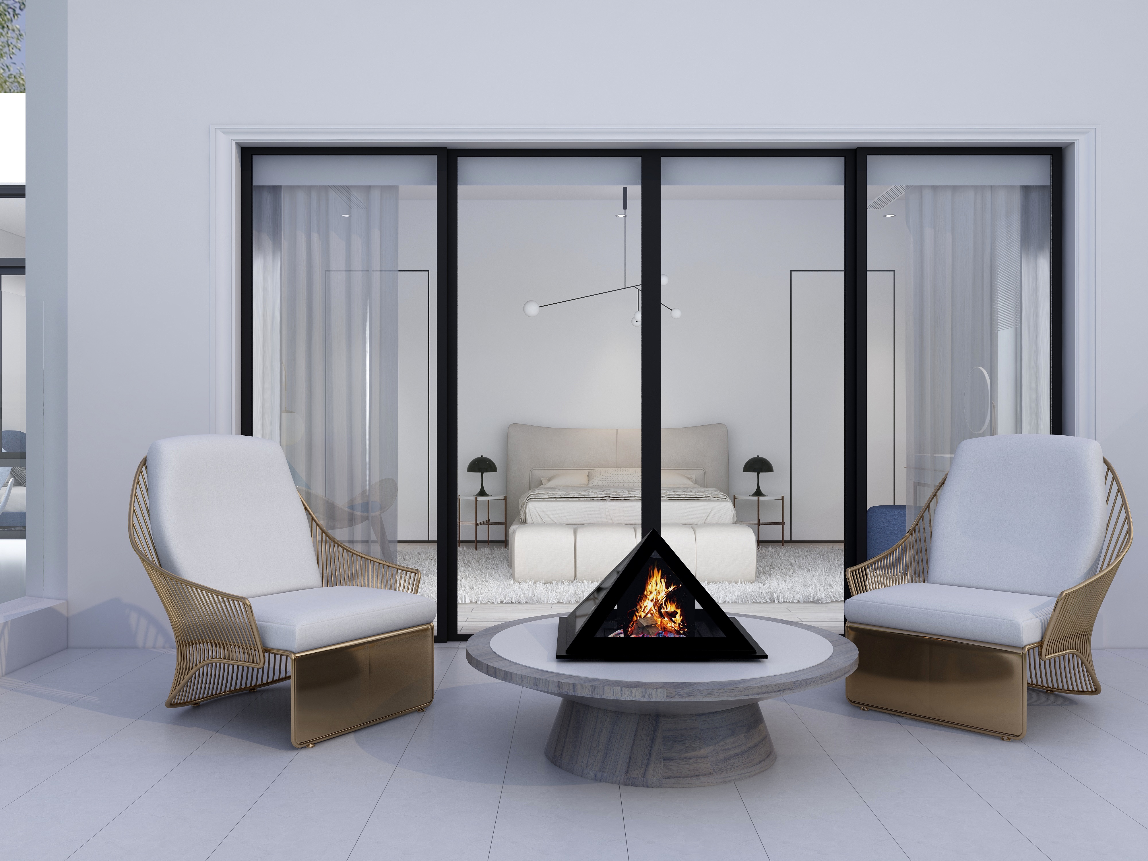 酷家乐优秀设计频道-148㎡现代极简别墅四居二层露台（无顶）装修效果图第2张