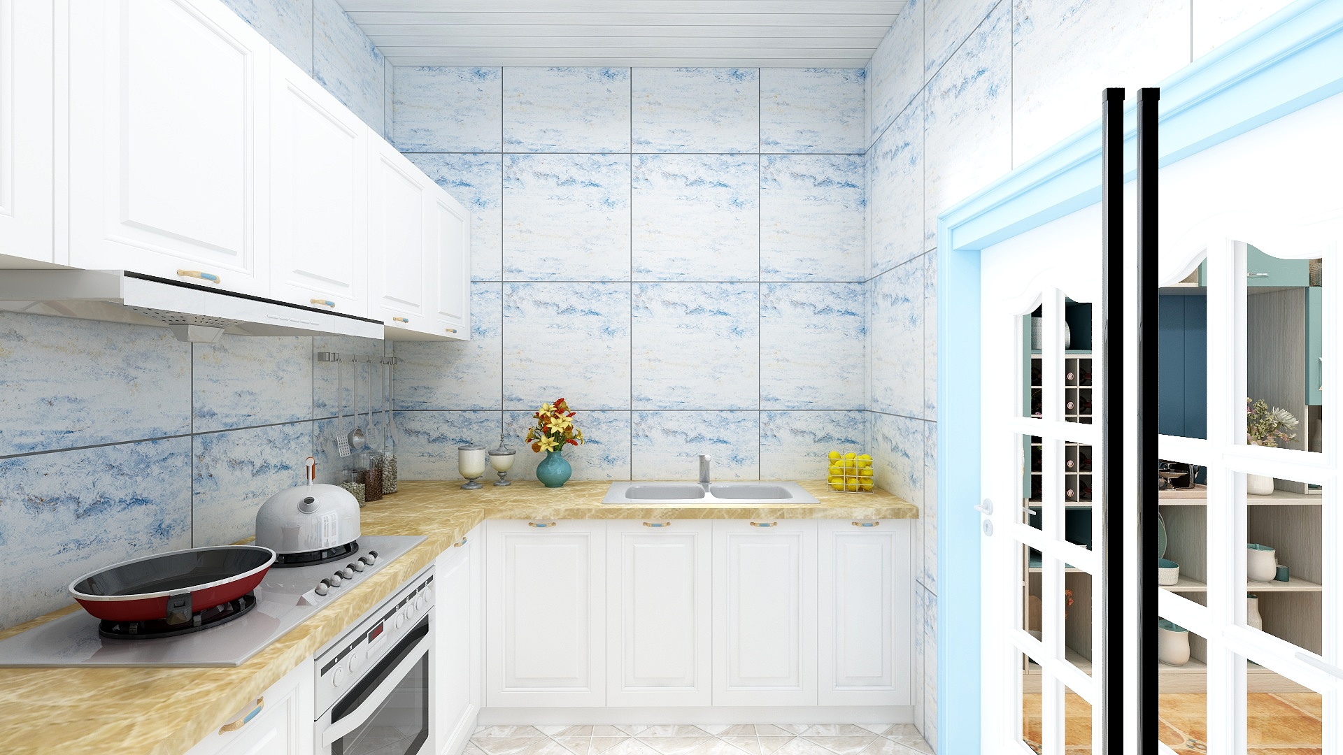 珠穆朗玛dUDg-122方地中海三居一层厨房装修效果图第1张