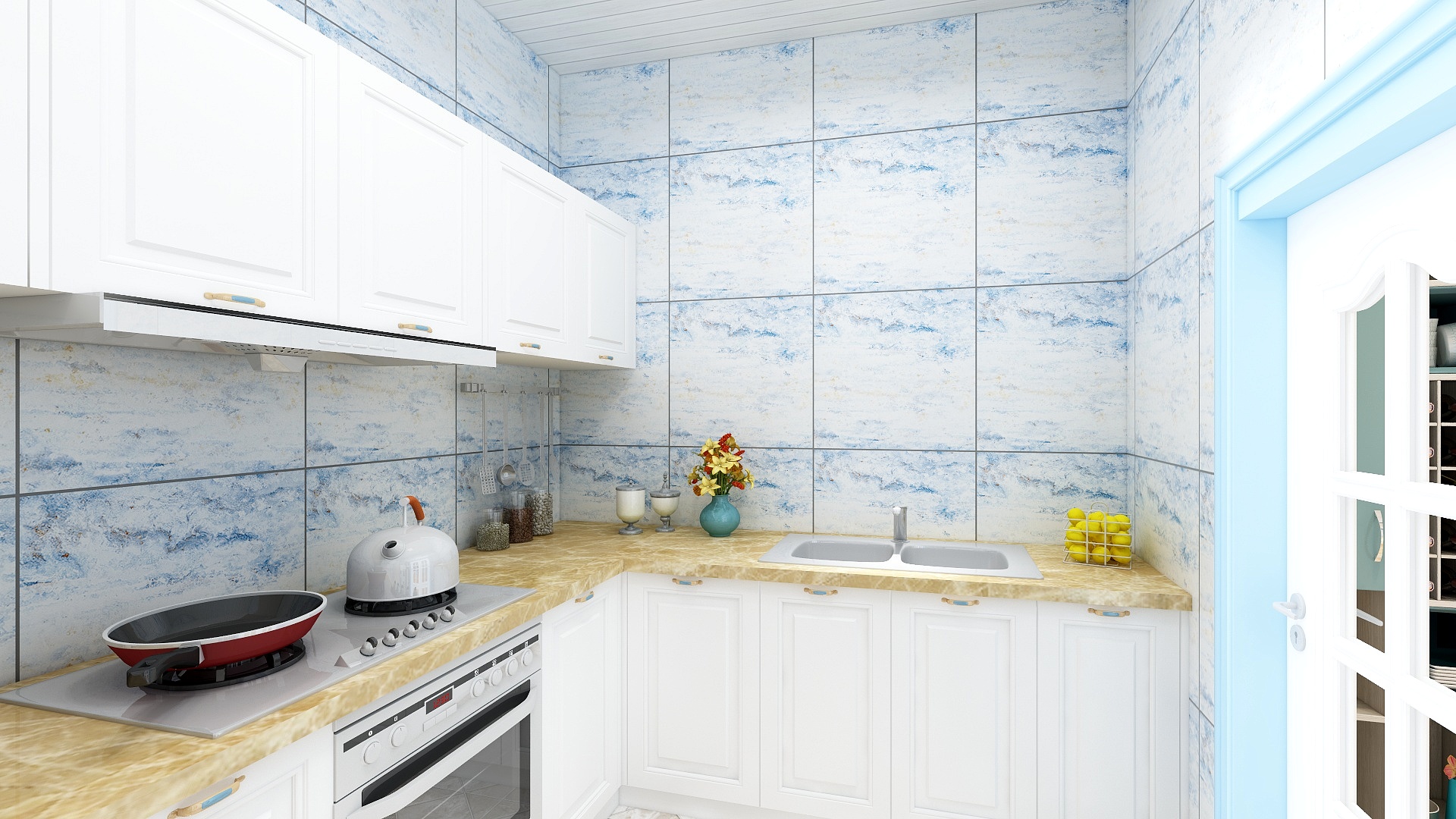 珠穆朗玛dUDg-122方地中海三居一层厨房装修效果图第2张