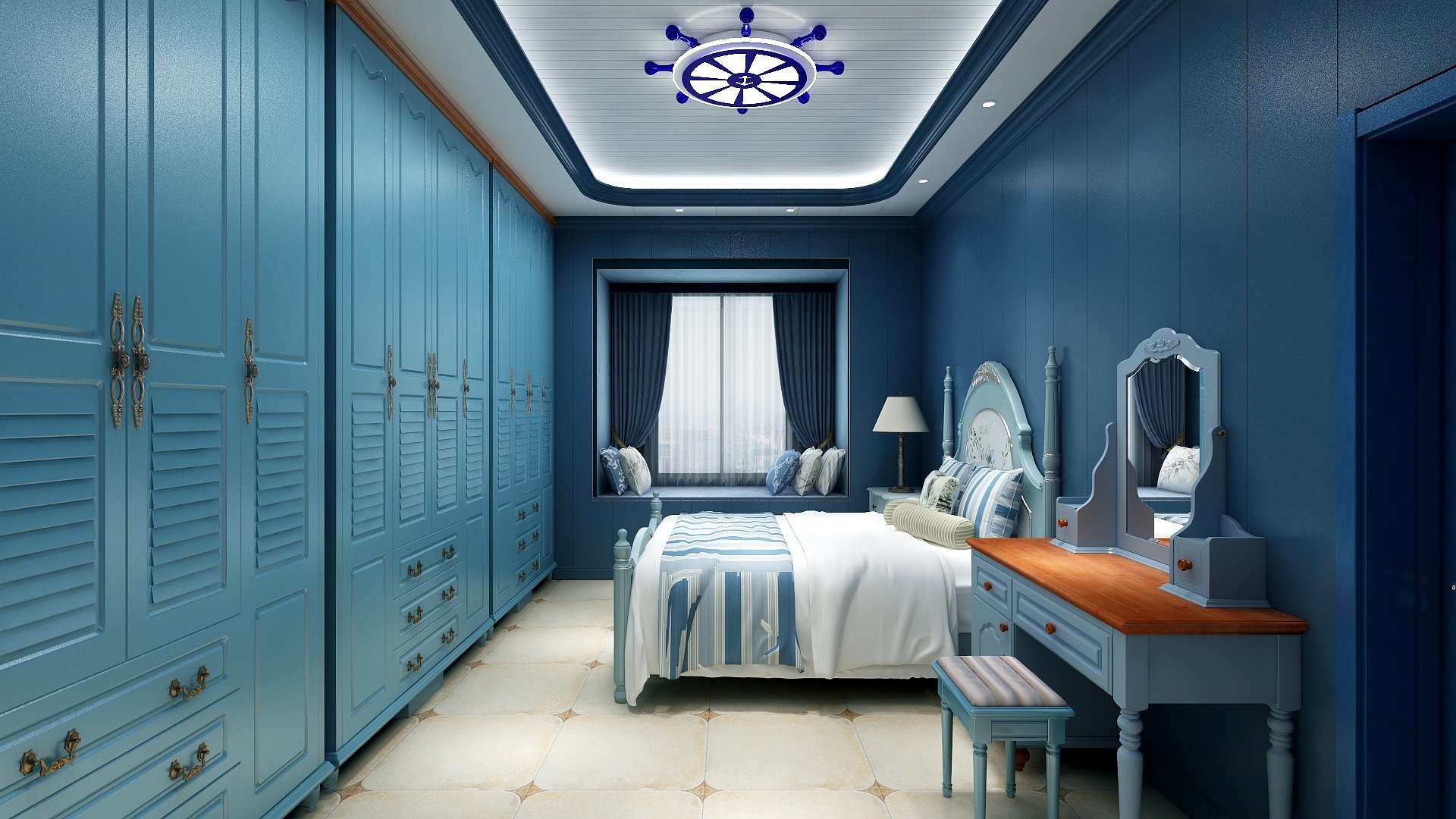 珠穆朗玛dUDg-122方地中海三居一层主卧装修效果图第2张