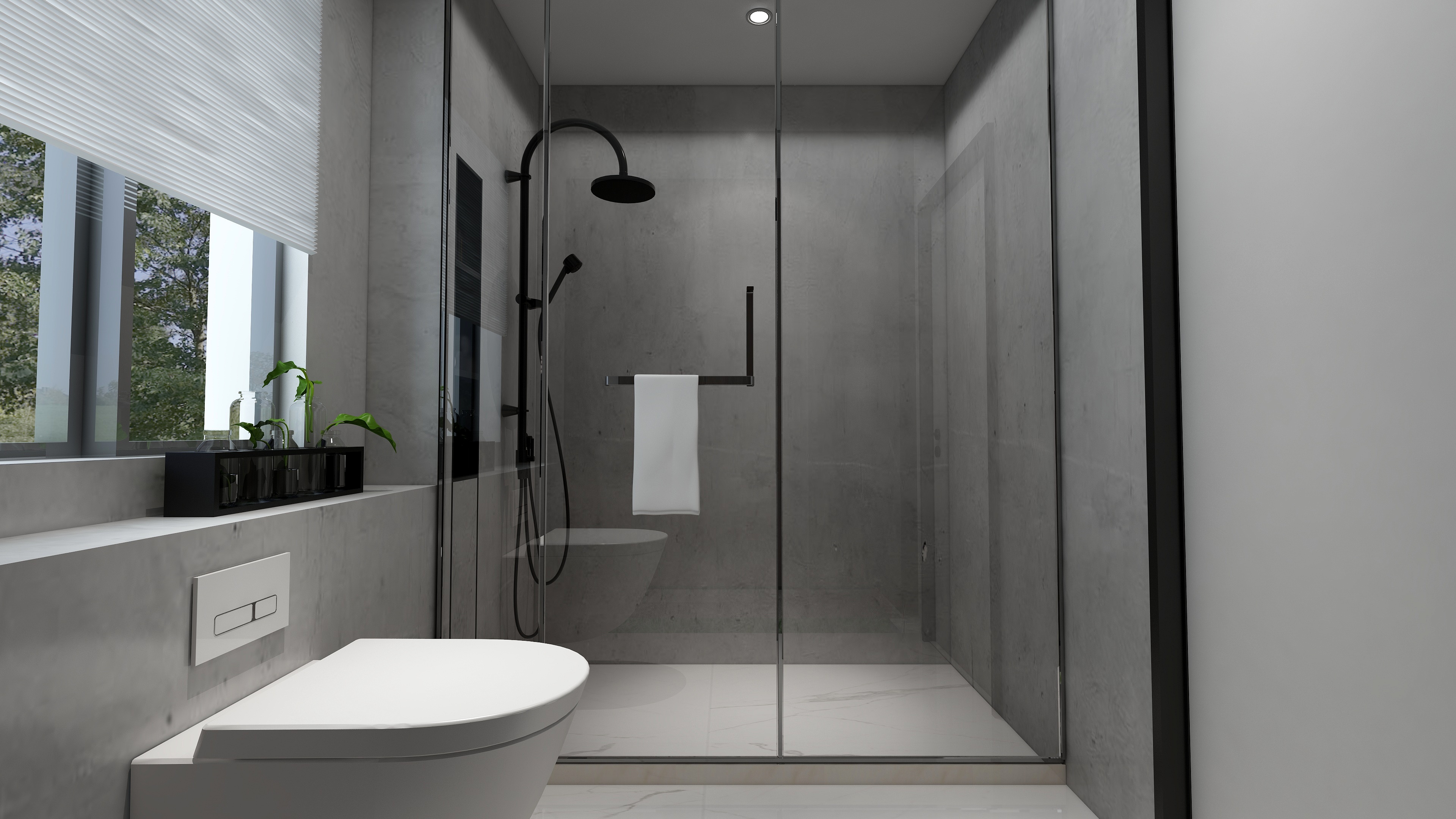 酷家乐优秀设计频道-148㎡现代极简别墅四居二层卫生间装修效果图第1张