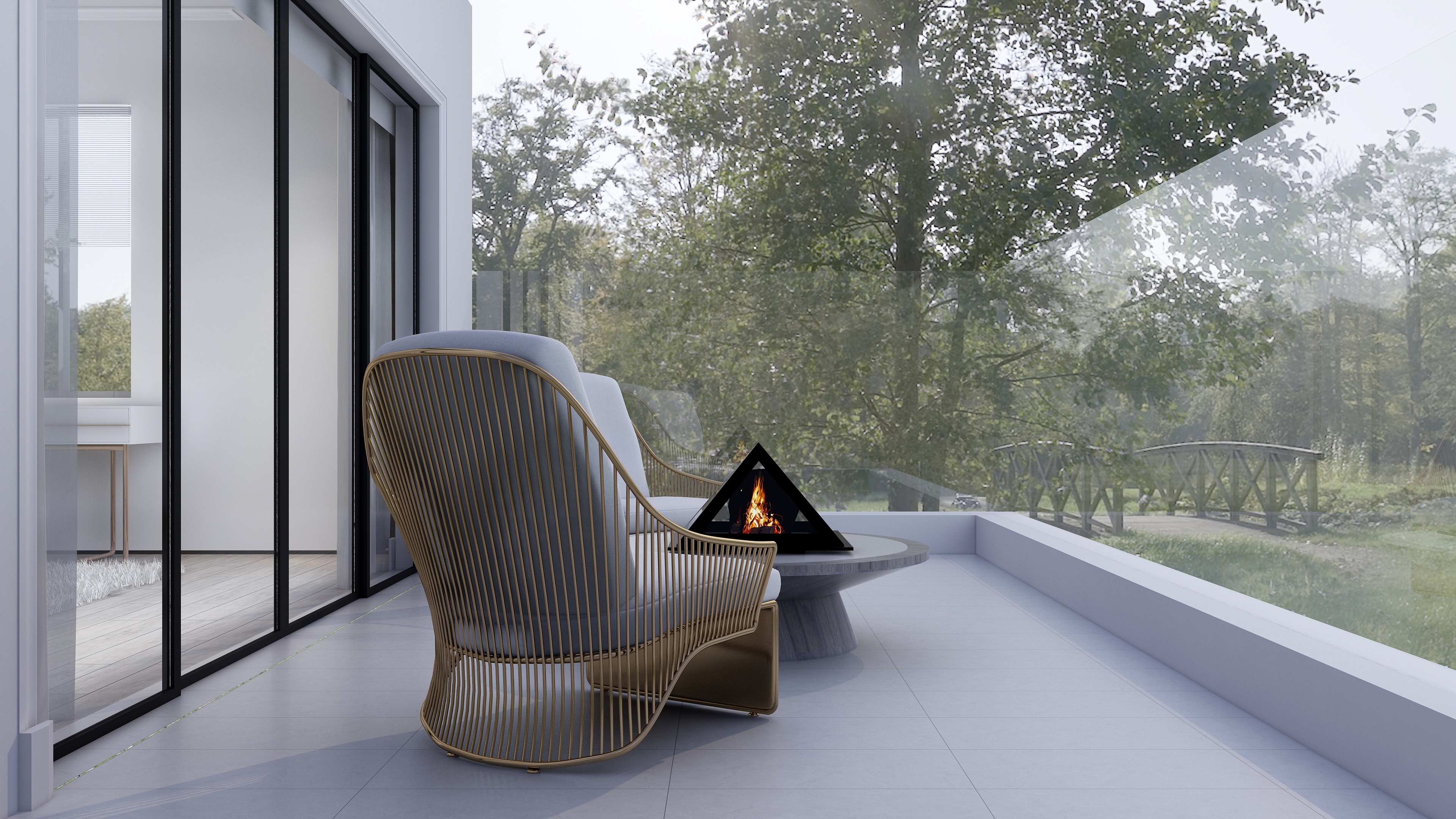 酷家乐优秀设计频道-148㎡现代极简别墅四居二层露台（无顶）装修效果图第1张