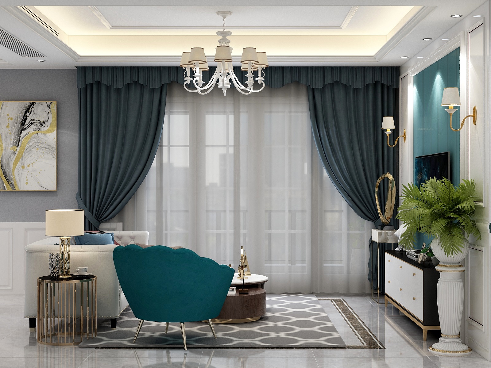 群核科技uaVa-简欧129平3房-装修设计方案