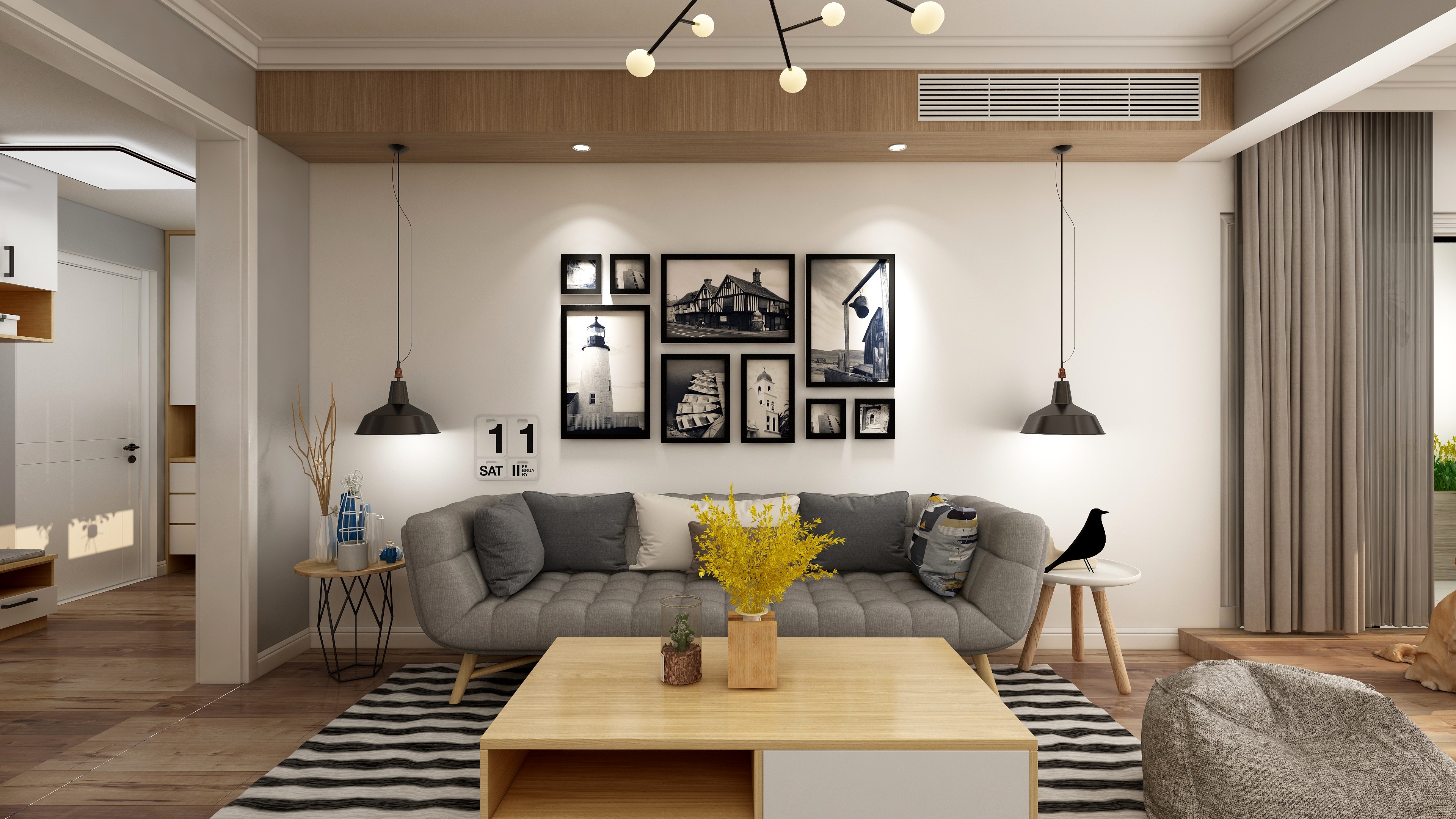 耀名-119方北欧两居装修效果图