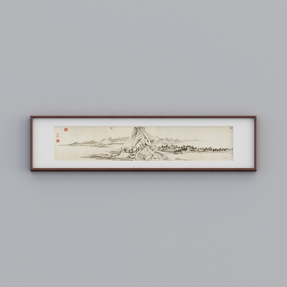 起贝旗舰店中式客厅横款红木色43x178厘米富春山居图