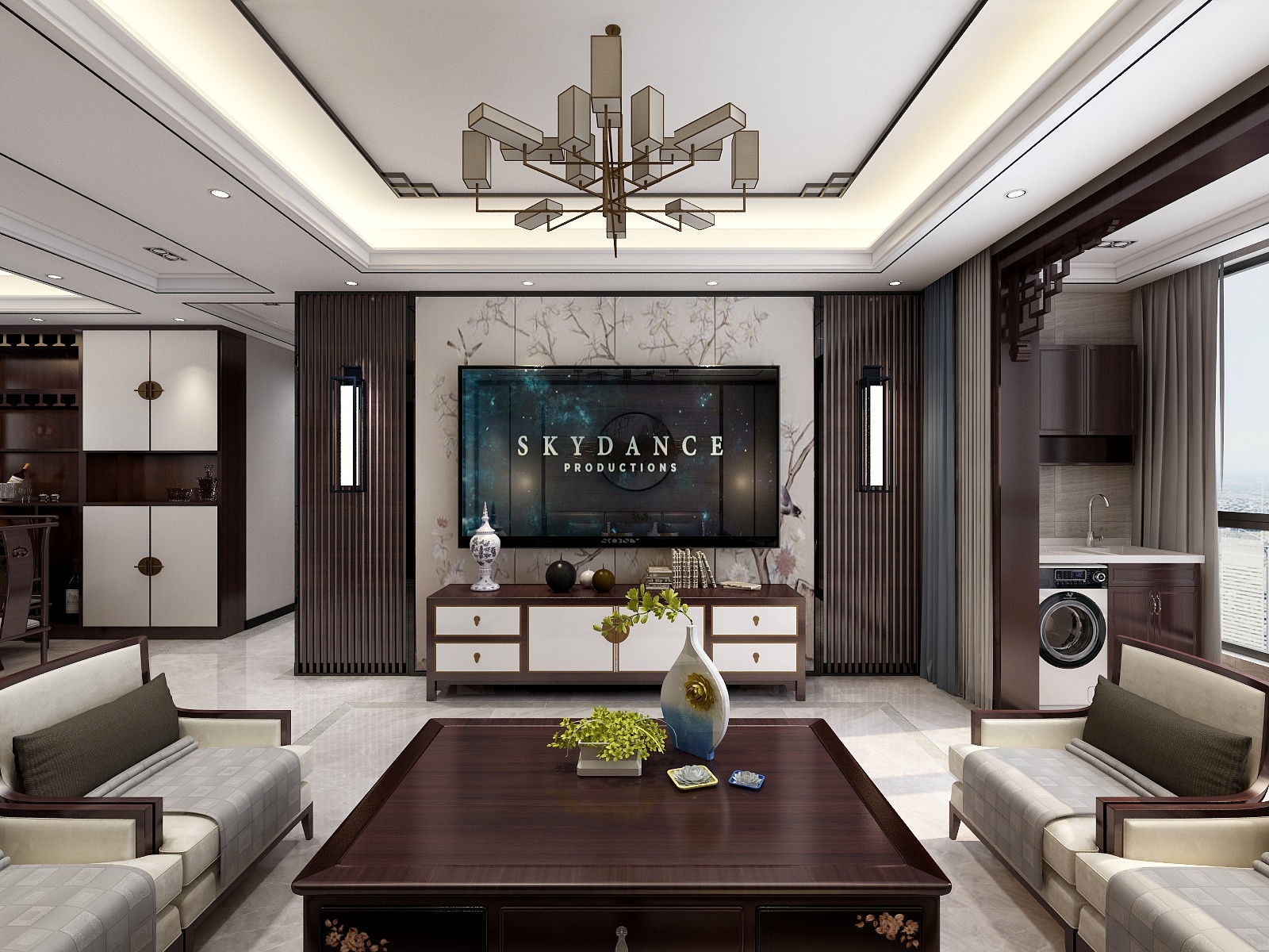 李青越-117方新中式三居装修效果图