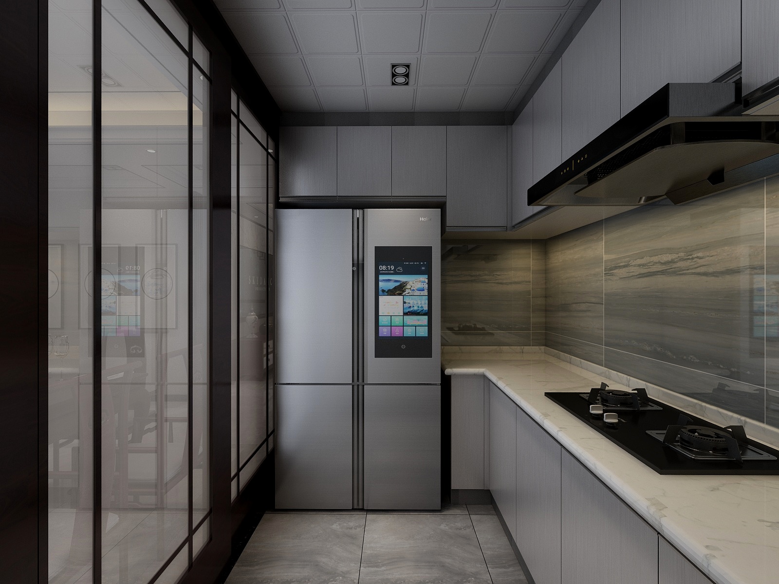 李青越-117方新中式三居一层厨房装修效果图第1张