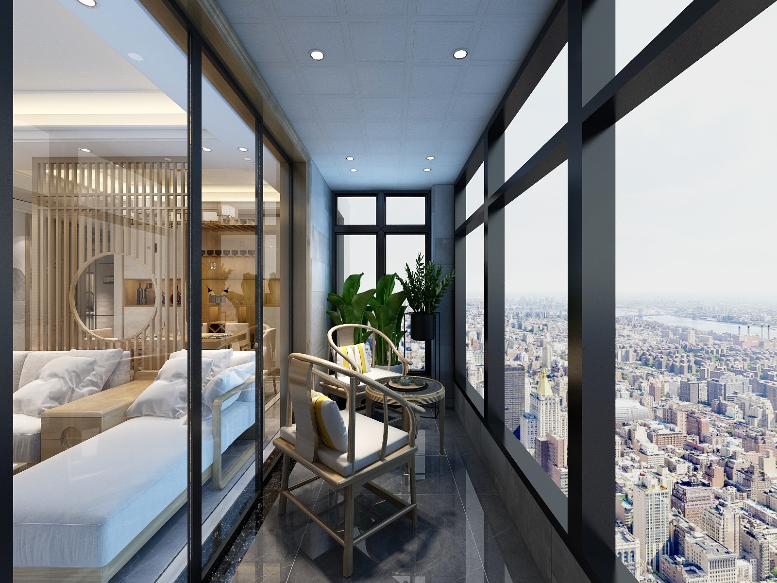 李青越-130方新中式两居装修效果图