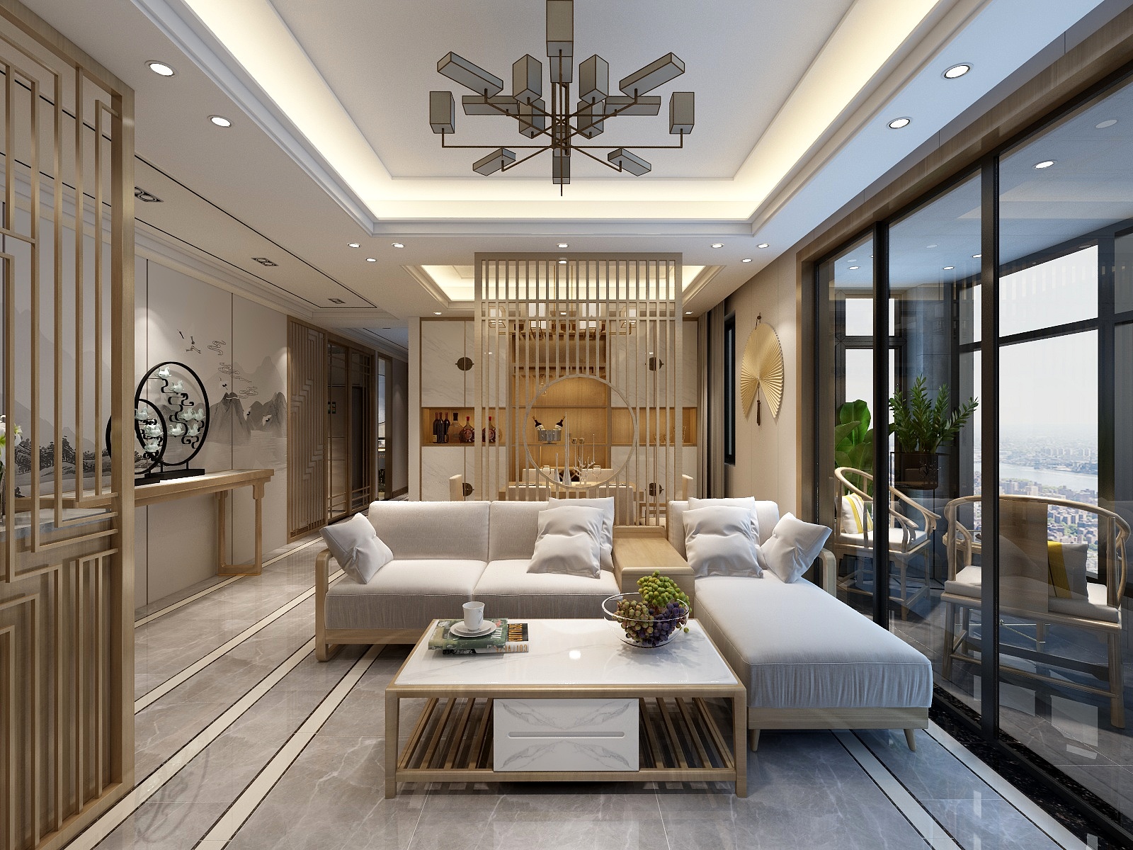 李青越-130方新中式两居装修效果图