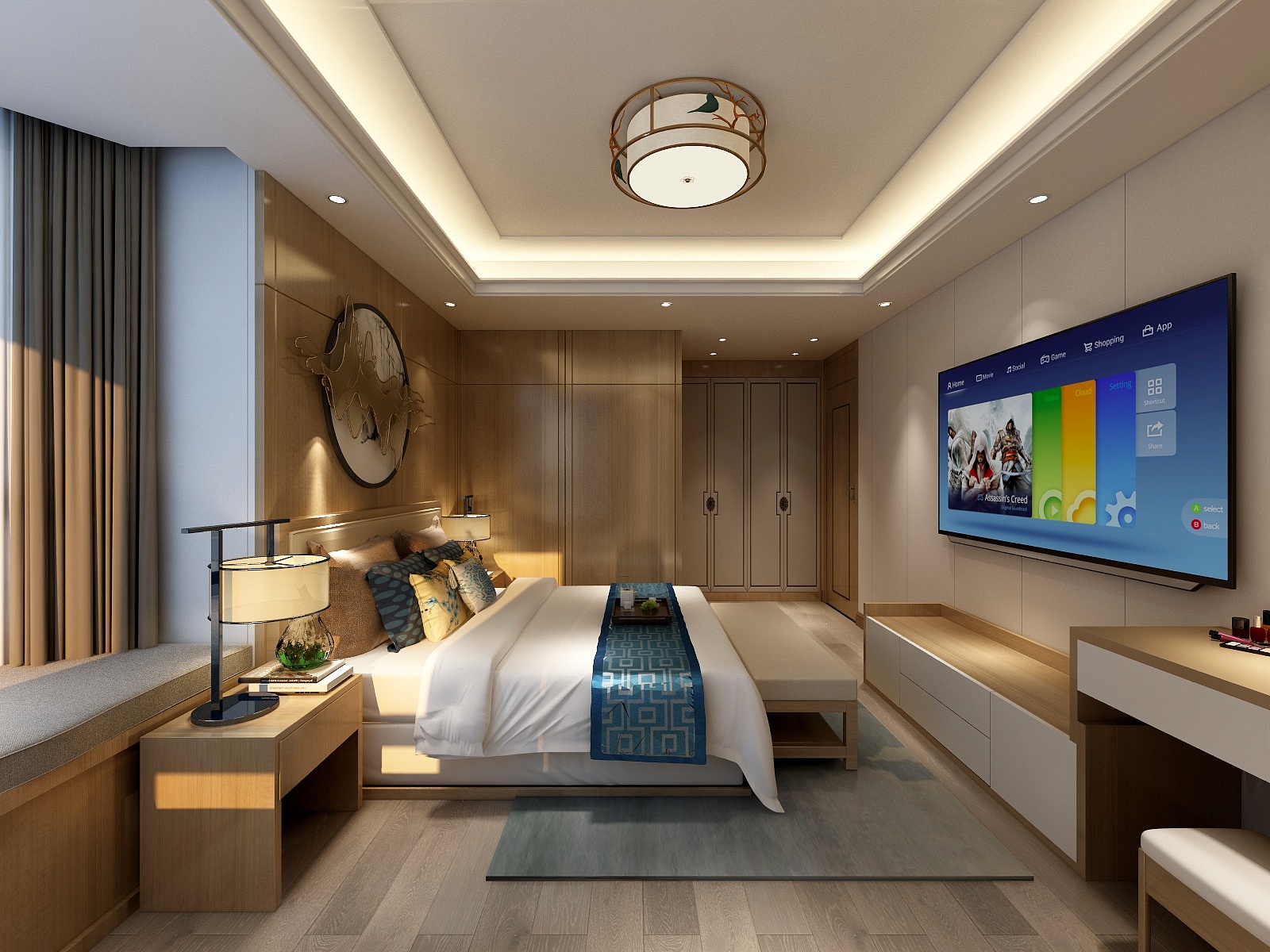 付达成-130方新中式两居-装修设计方案