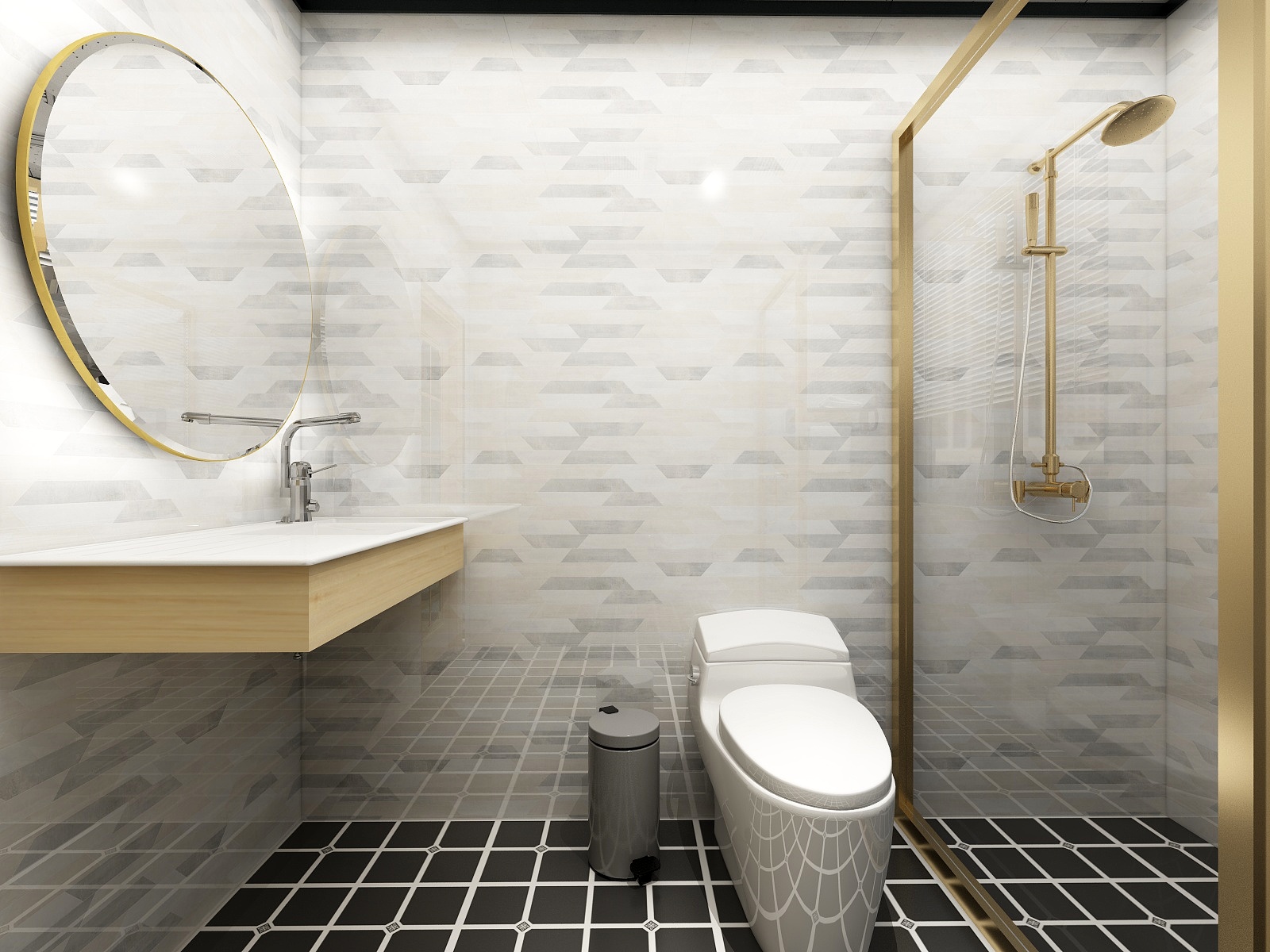 至简名设-文稳康-木语-日式原木风一层卫生间装修效果图第2张