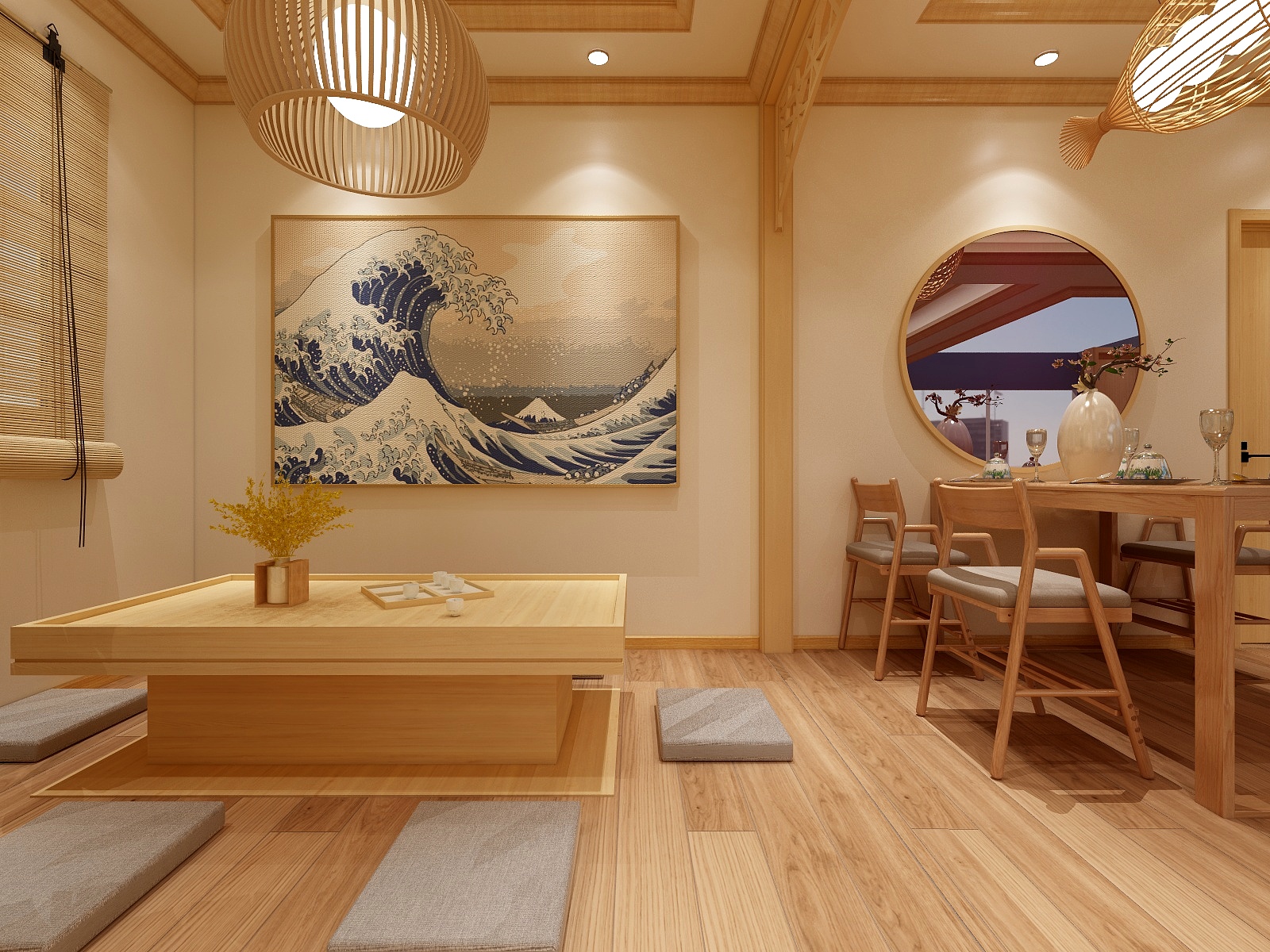 至简名设-文稳康-木语-日式原木风一层娱乐区装修效果图第1张