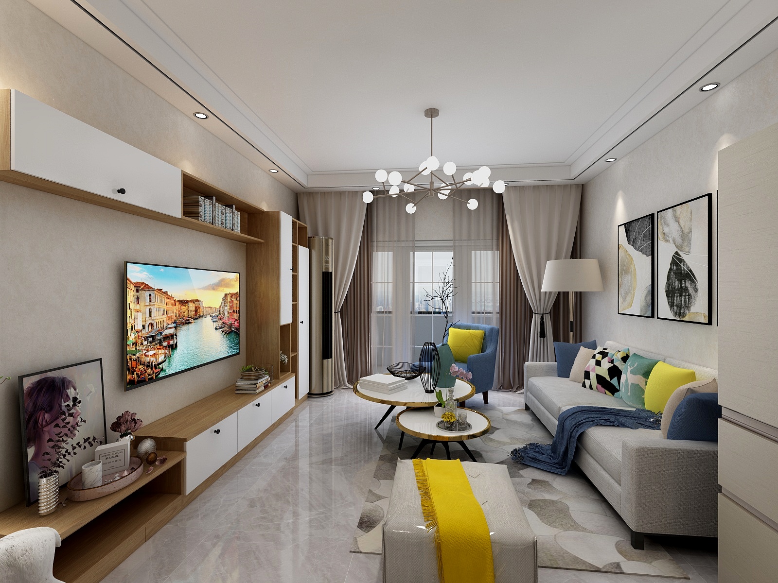 超凡02-东润玺城106.00㎡二期B1户型3室3厅1卫1厨-装修设计方案