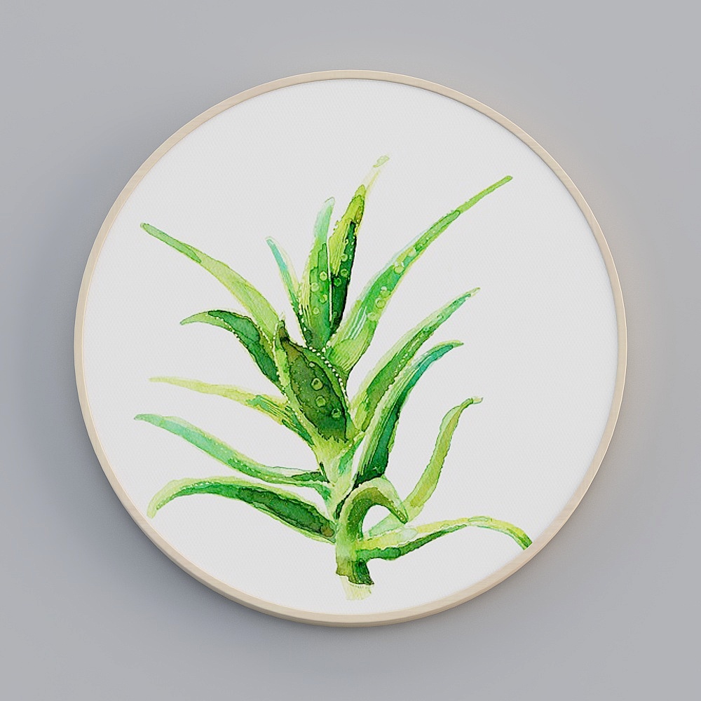 饰画联盟-北欧自然-单幅圆形-装饰画-ZR0153D模型