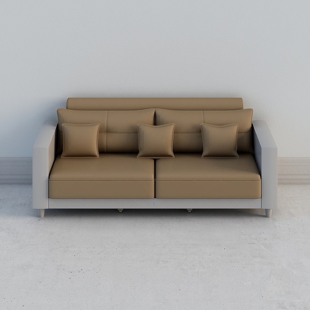 Q-SF12C-B三位绿皮沙发3D模型
