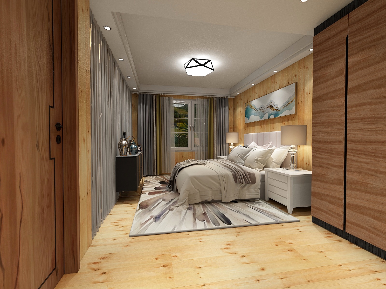 东玖-现代混搭客餐厅一层卧室装修效果图第3张