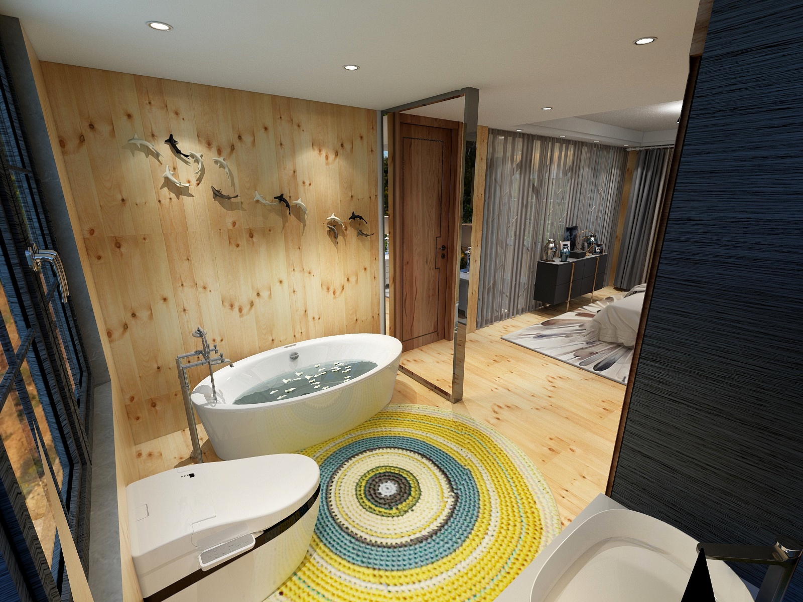 东玖-现代混搭客餐厅一层卫生间装修效果图第1张