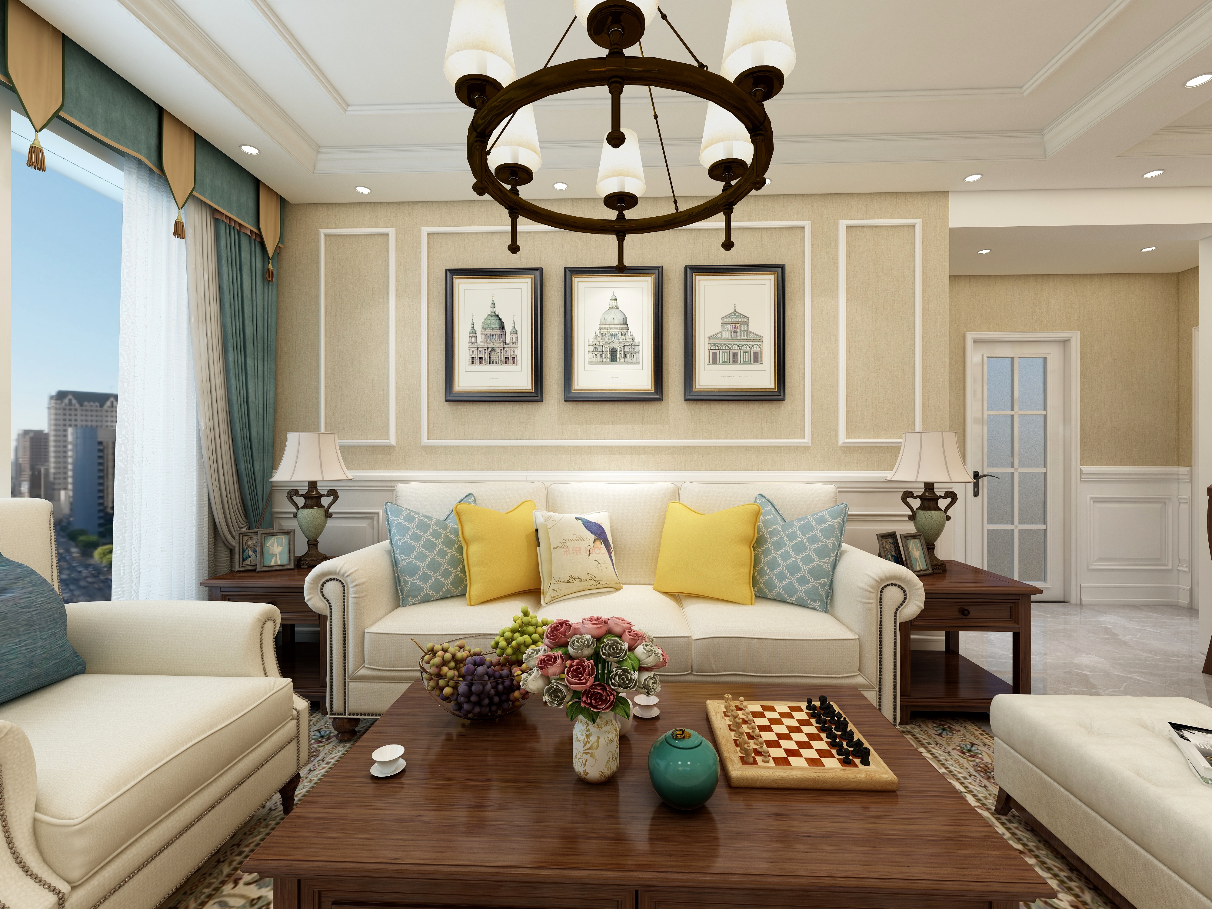 undefined-90方美式两居装修效果图