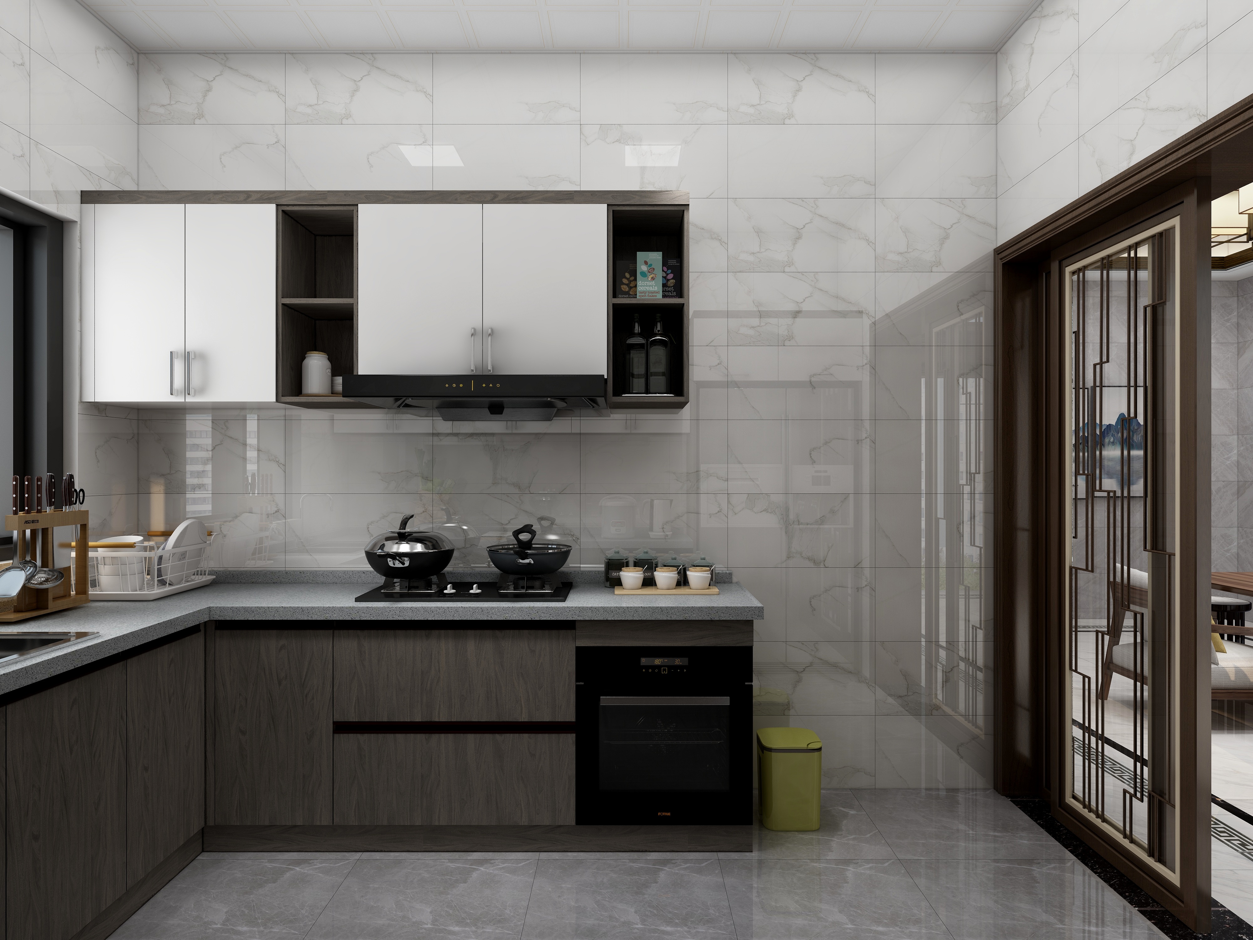 李振洋-239方新中式三居一层厨房装修效果图第1张