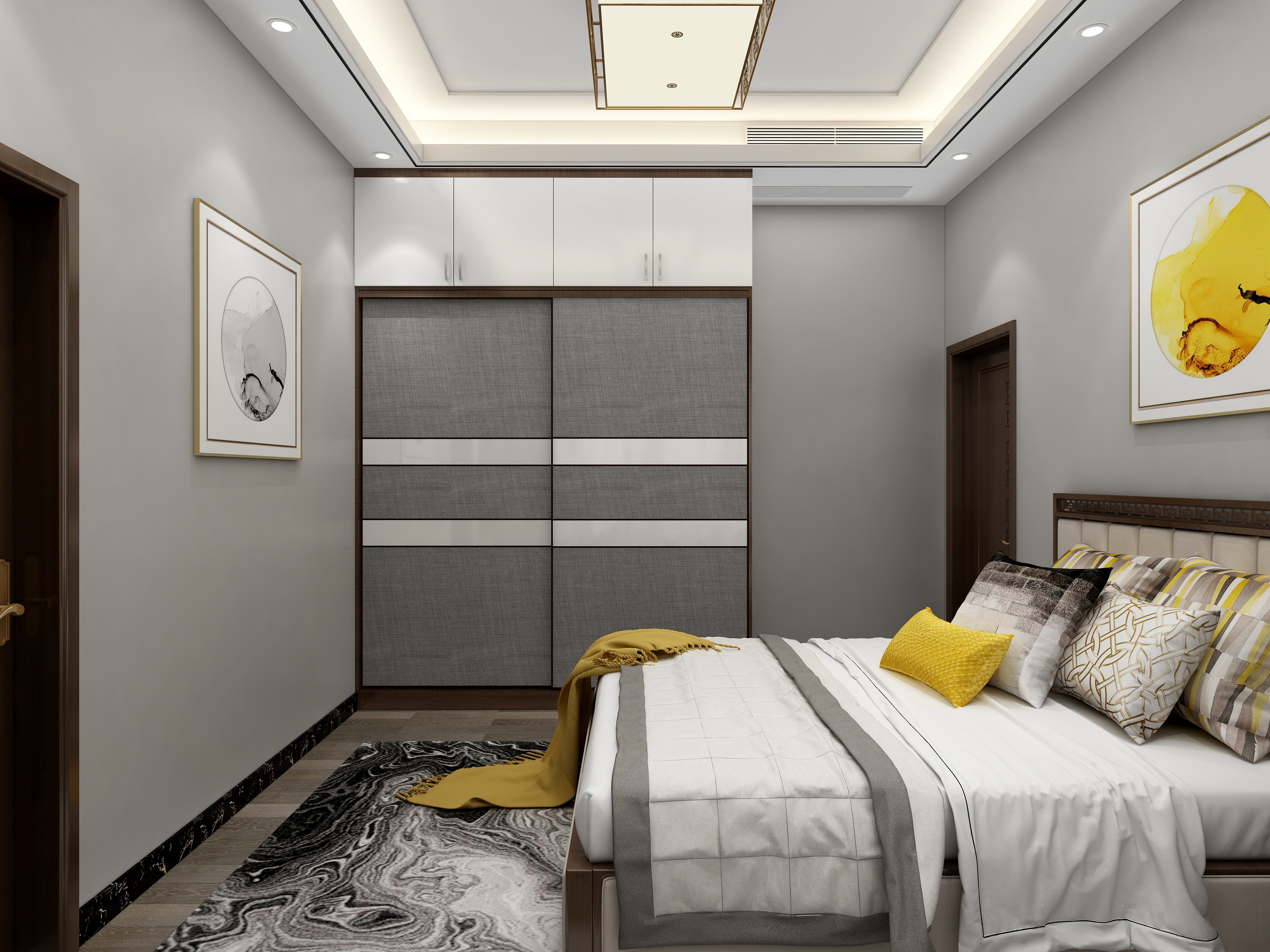 李振洋-239方新中式三居一层次卧装修效果图第1张